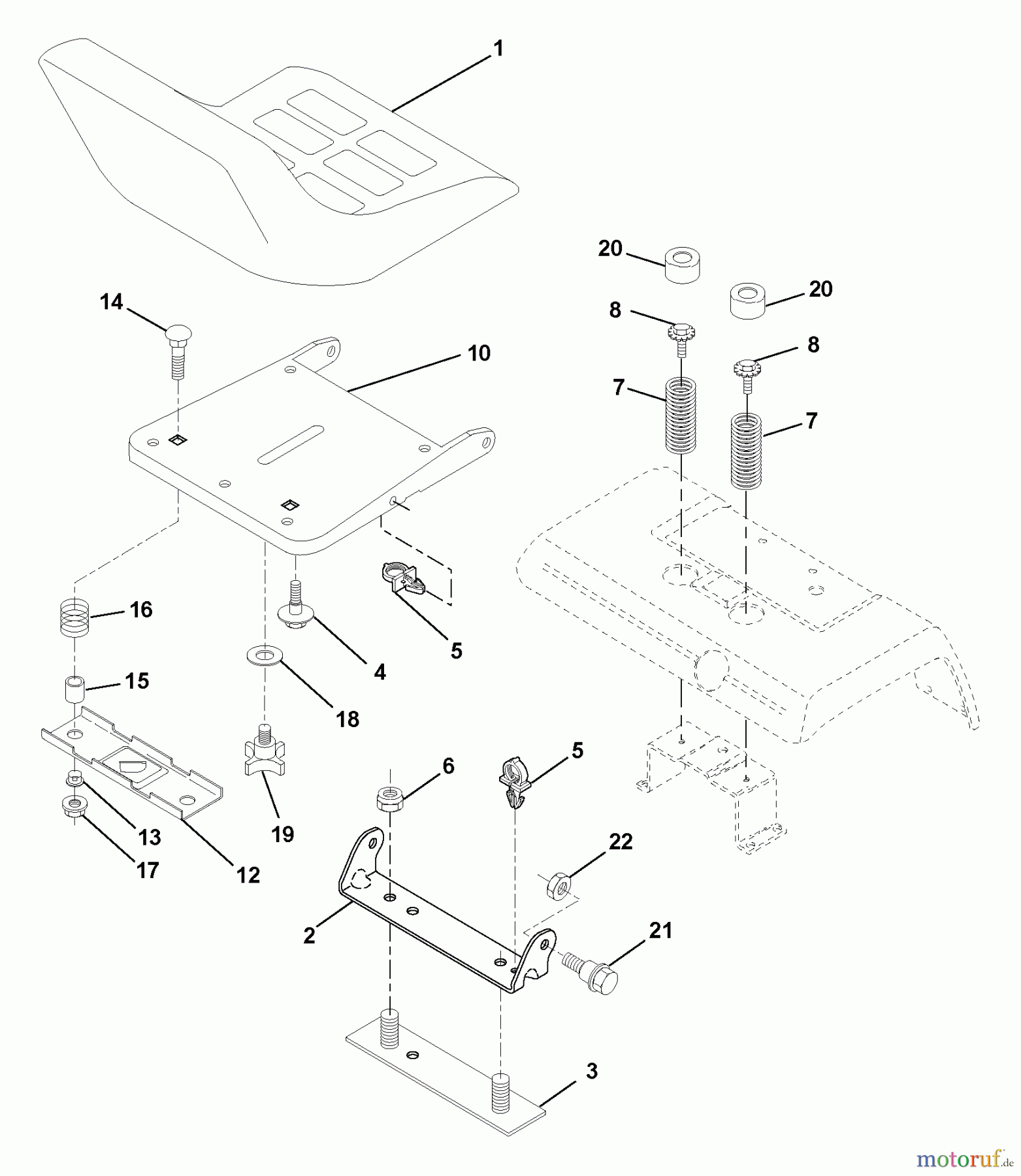 Husqvarna Rasen und Garten Traktoren GTH 220 (954830167A) - Husqvarna Garden Tractor (1995-08 & After) Seat Assembly