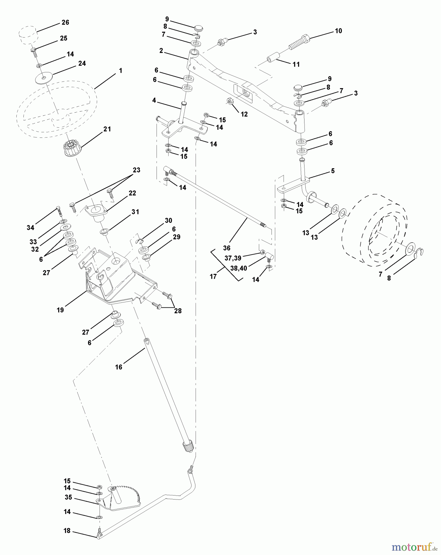 Husqvarna Rasen und Garten Traktoren GTH 220 (954830167A) - Husqvarna Garden Tractor (1995-08 & After) Steering Assembly