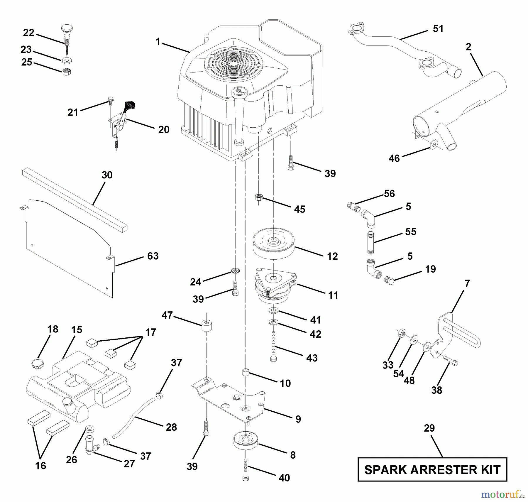 Husqvarna Rasen und Garten Traktoren GTH 220 (954830167B) - Husqvarna Garden Tractor (1996-05 & After) Engine