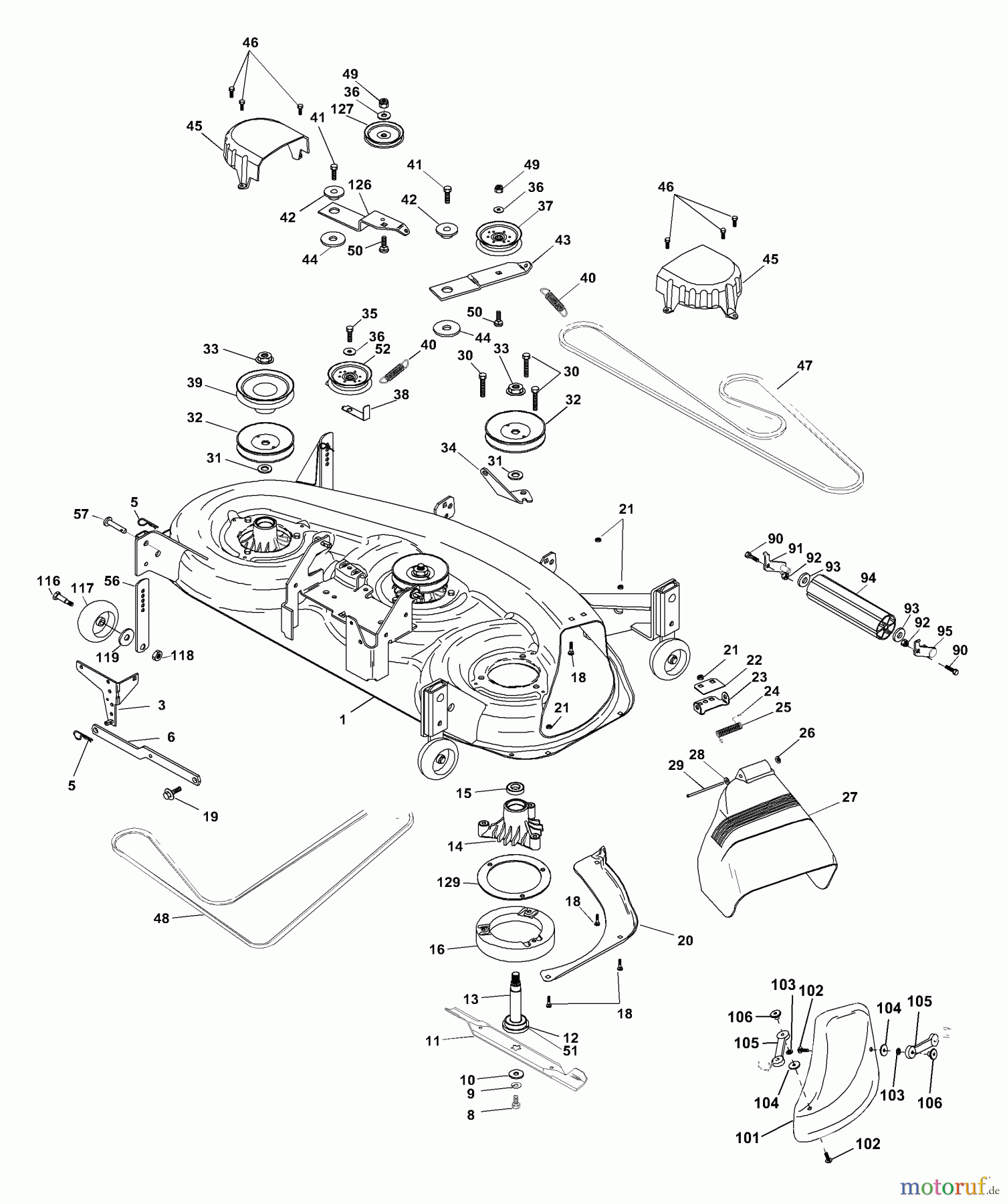 Husqvarna Rasen und Garten Traktoren GTH 225 (954140103A) - Husqvarna Garden Tractor (1999-10 & After) Mower Deck