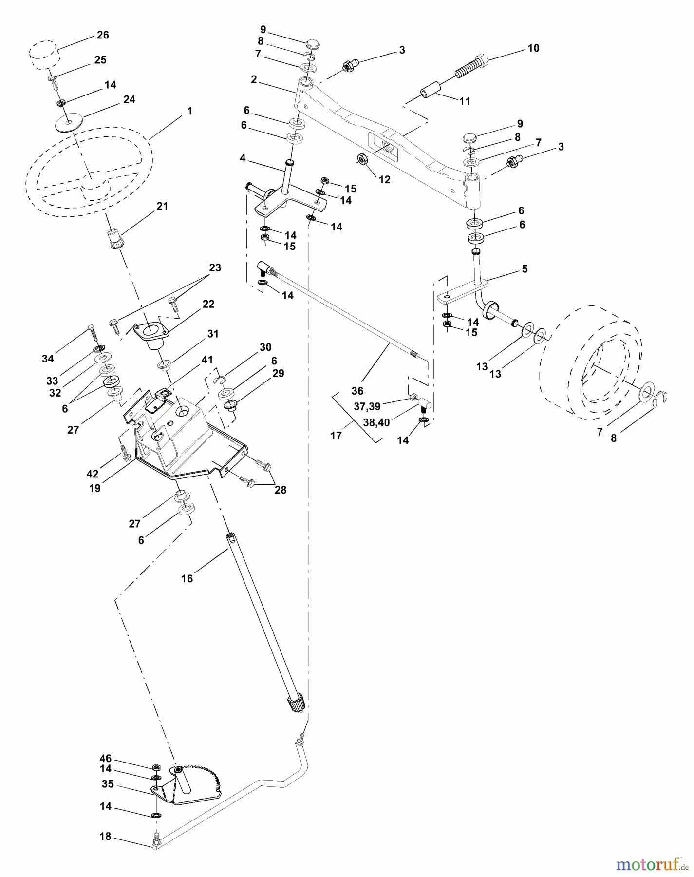Husqvarna Rasen und Garten Traktoren GTH 225 (954140103A) - Husqvarna Garden Tractor (1999-10 & After) Steering Assembly