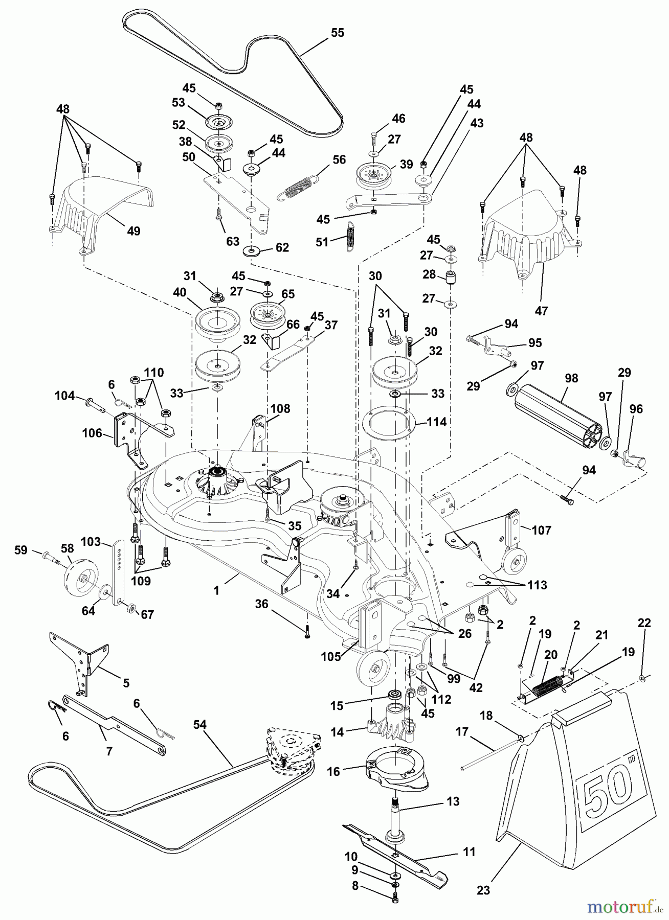 Husqvarna Rasen und Garten Traktoren GTH 2250XPA (954567116) - Husqvarna Garden Tractor (2001-01 & After) Mower Deck