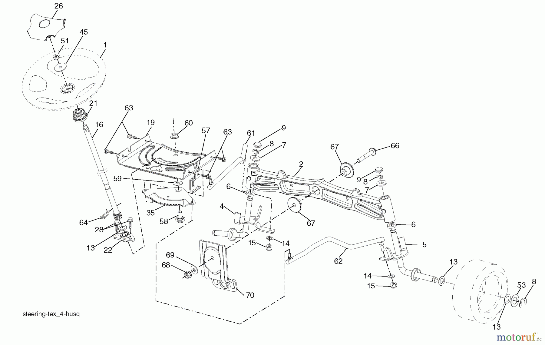 Husqvarna Rasen und Garten Traktoren GTH 2448T (96043000901) - Husqvarna Garden Tractor (2006-06 & After) Steering Assembly