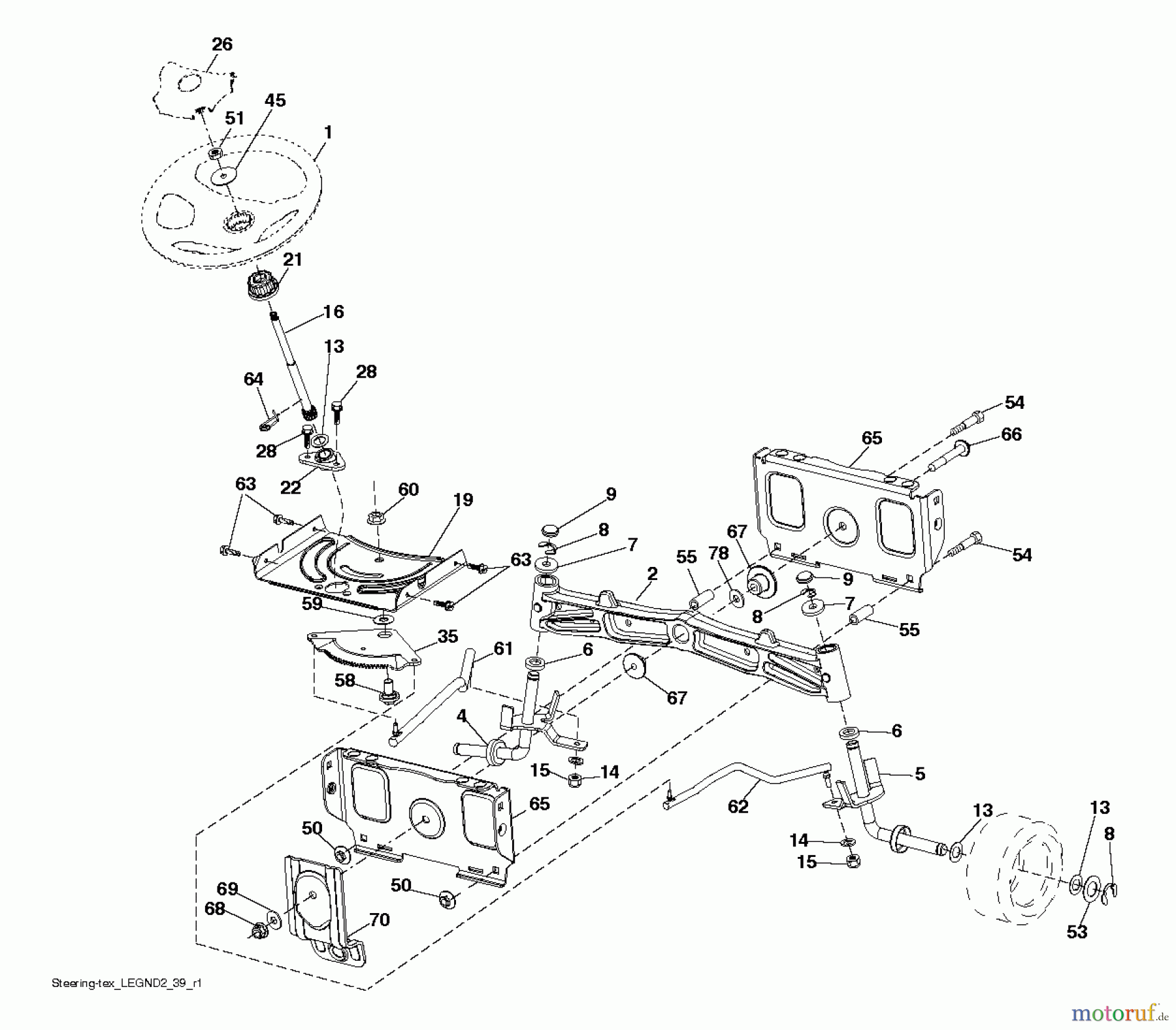 Husqvarna Rasen und Garten Traktoren GTH 24V52LS (96043013600) - Husqvarna Garden Tractor (2011-08 & After) STEERING