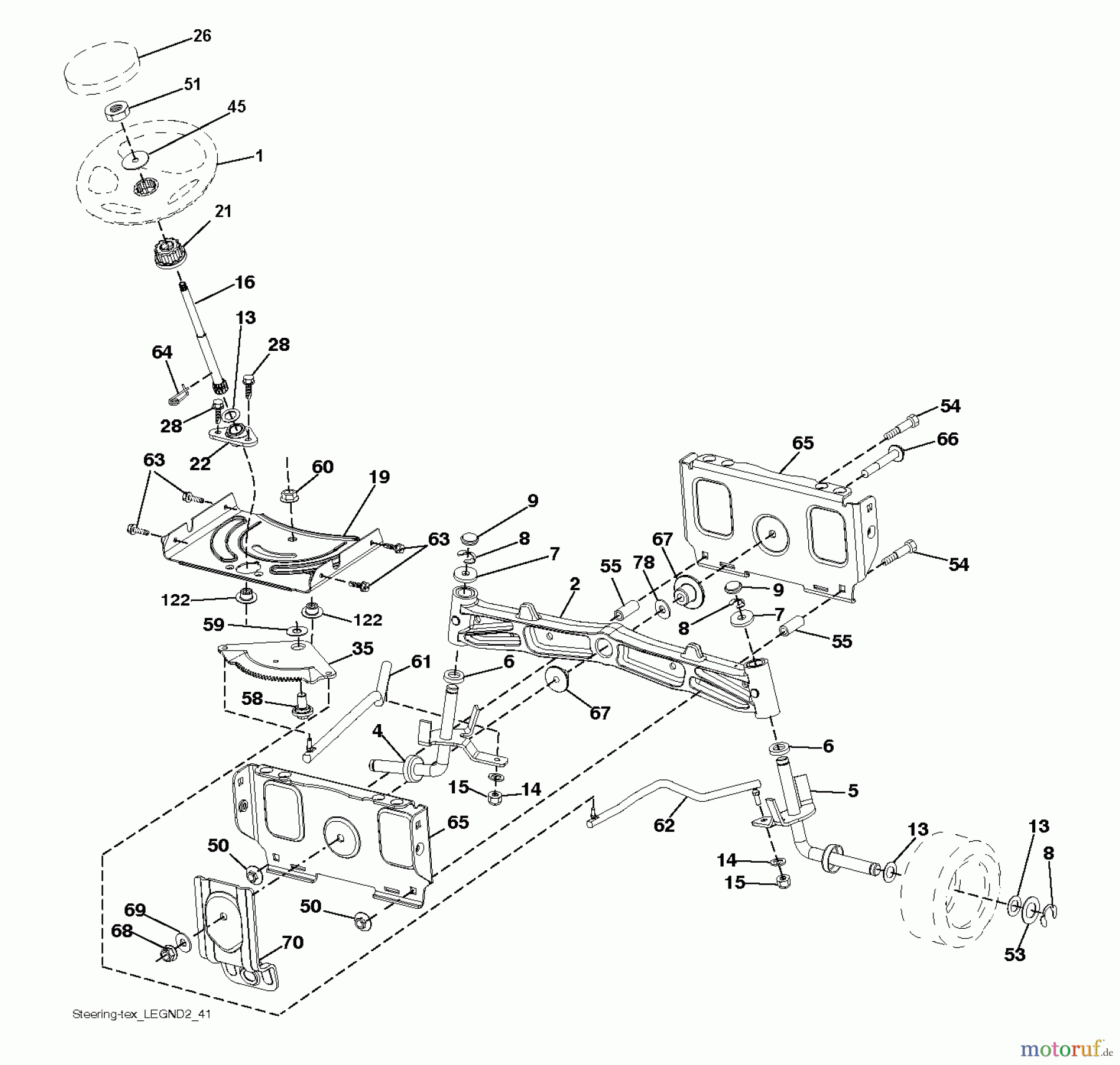 Husqvarna Rasen und Garten Traktoren GTH 24V52LS (96048003600) - Husqvarna Garden Tractor (2012-02 & After) STEERING