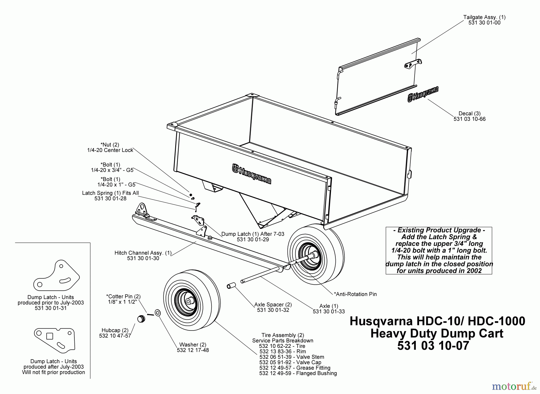 Husqvarna Zubehör, Rasenmäher / Mäher HDC-10 - Husqvarna Dump Cart (2003-07 to 2006-03) Heavy Duty Dump Cart