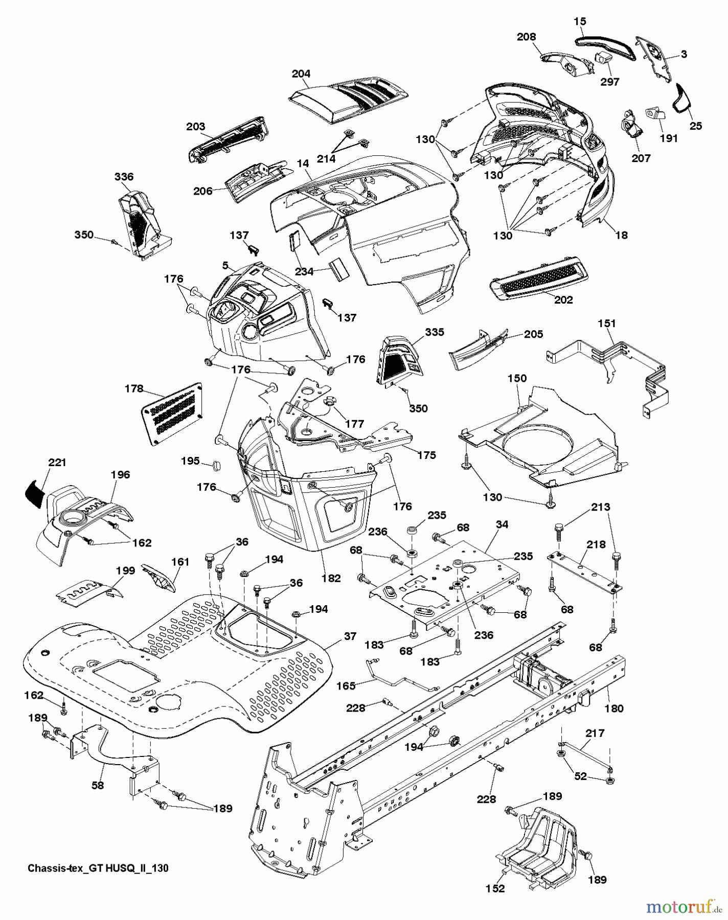 Husqvarna Rasen und Garten Traktoren GTH 264T (96041025001) - Husqvarna Garden Tractor (2012-03 & After) CHASSIS ENCLOSURES