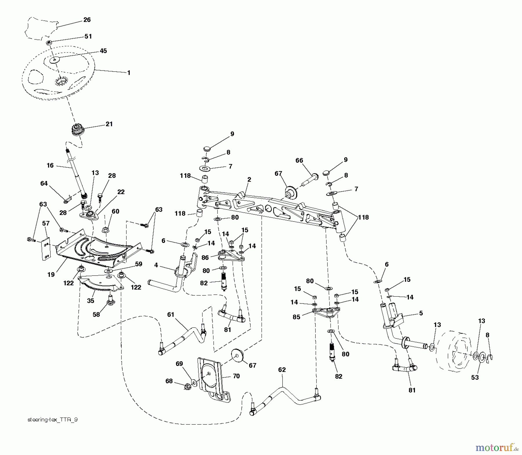 Husqvarna Rasen und Garten Traktoren GTH 264T (96041031000) - Husqvarna Garden Tractor (2012-10 & After) STEERING