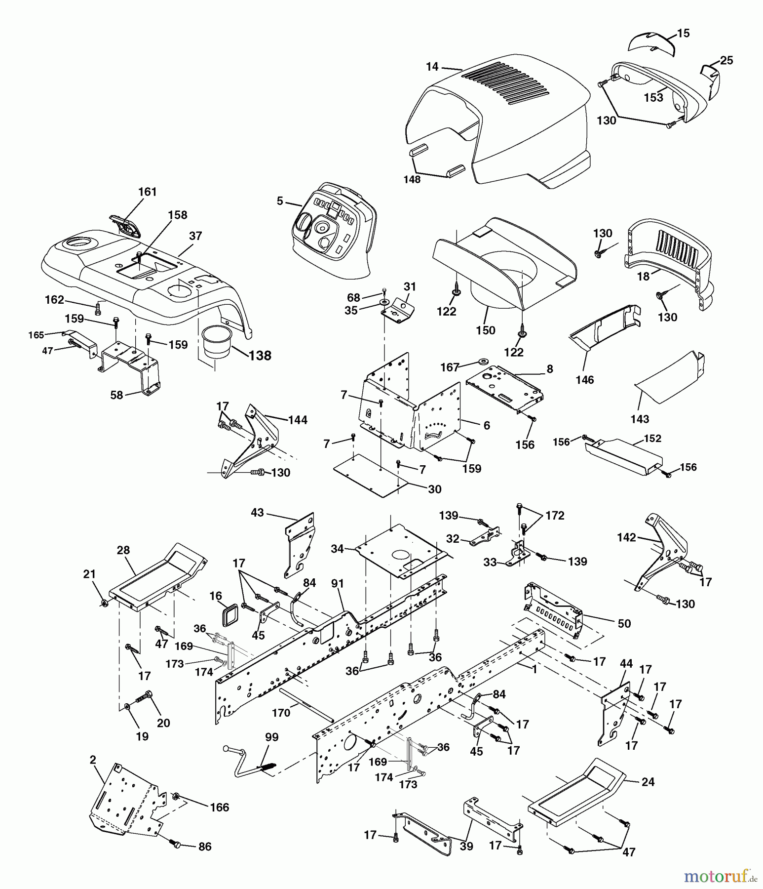  Husqvarna Rasen und Garten Traktoren GTH 2654 (96023000600) - Husqvarna Garden Tractor (2005-03 & After) Chassis And Enclosures