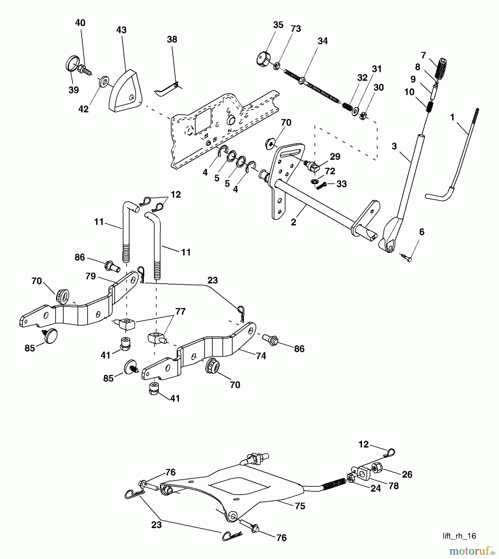 Husqvarna Rasen und Garten Traktoren GTH 2654 (96025000101) - Husqvarna Garden Tractor (2005-06 & After) Lift Assembly