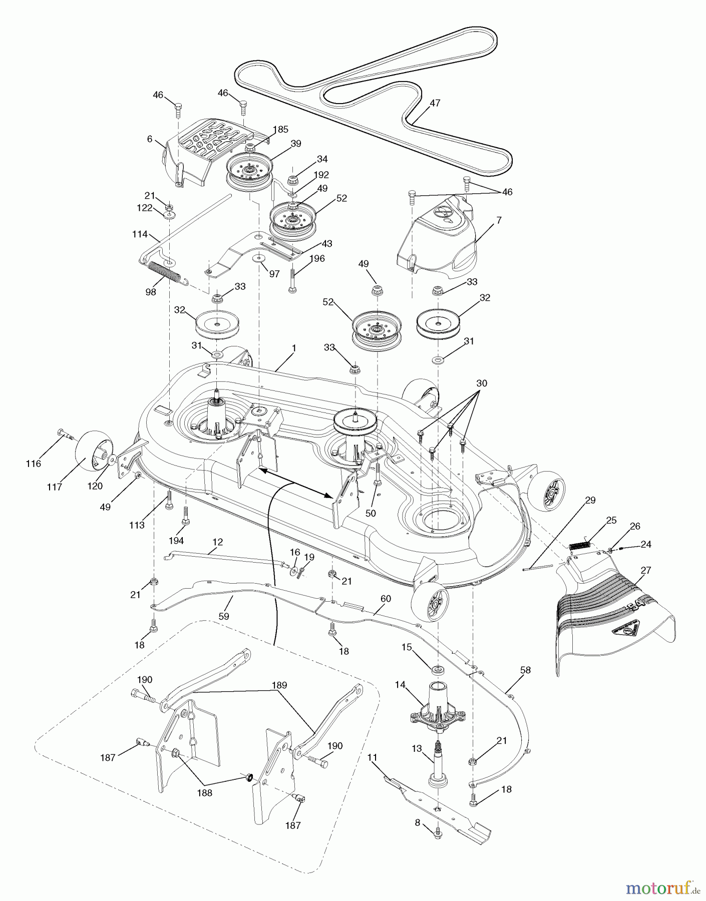 Husqvarna Rasen und Garten Traktoren YTH 2454T (96043002200) - Husqvarna Yard Tractor (2006-03 & After) Mower Deck