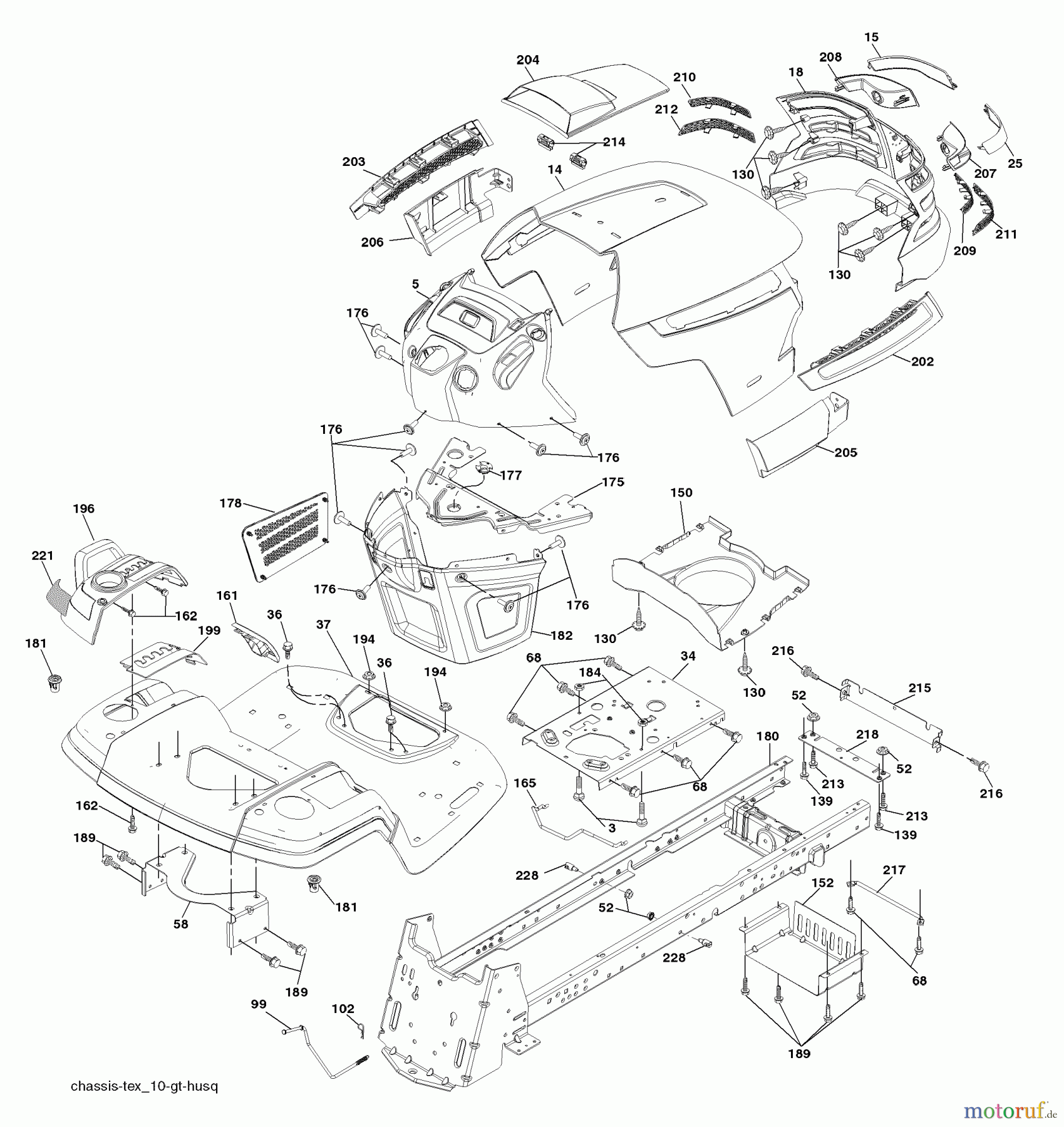 Husqvarna Rasen und Garten Traktoren GTH 26K54T (96043001101) - Husqvarna Garden Tractor (2006-03 & After) Chassis