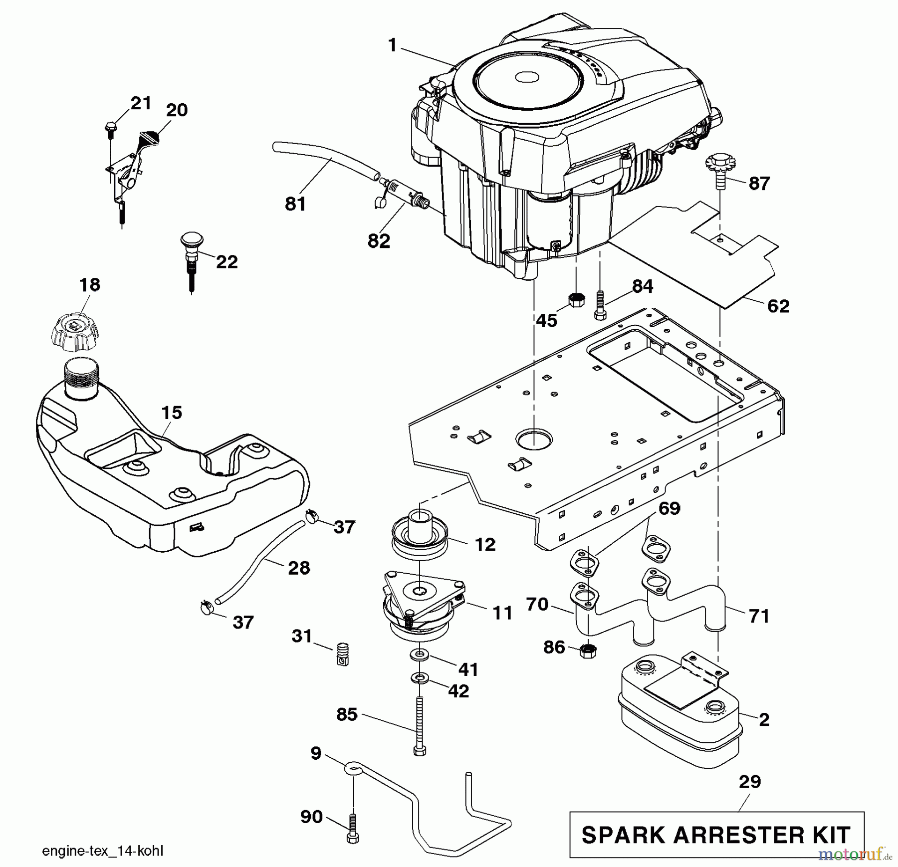 Husqvarna Rasen und Garten Traktoren GTH 26K54T (96043001101) - Husqvarna Garden Tractor (2006-03 & After) Engine