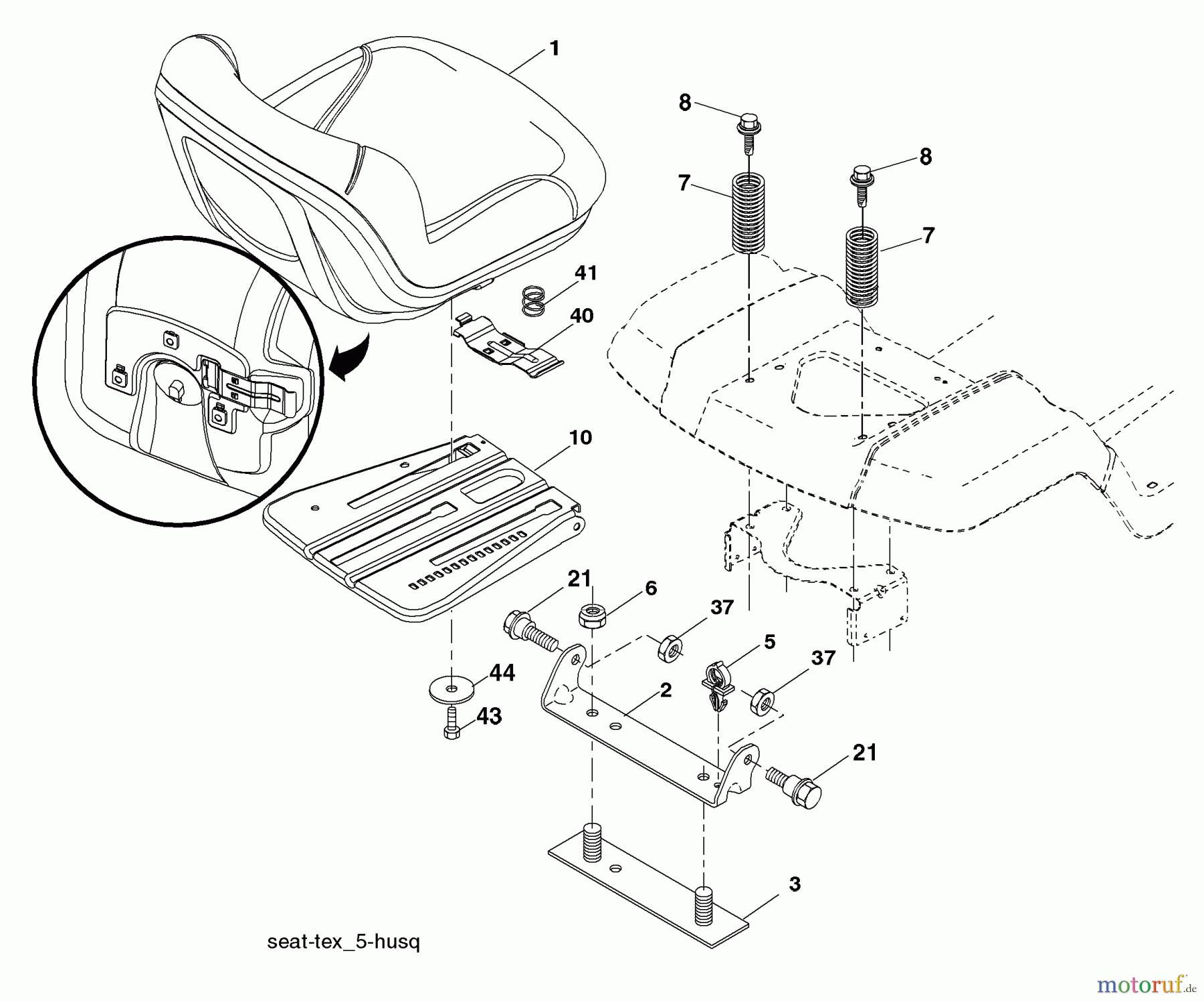  Husqvarna Rasen und Garten Traktoren GTH 26K54T (96043001101) - Husqvarna Garden Tractor (2006-03 & After) Seat Assembly