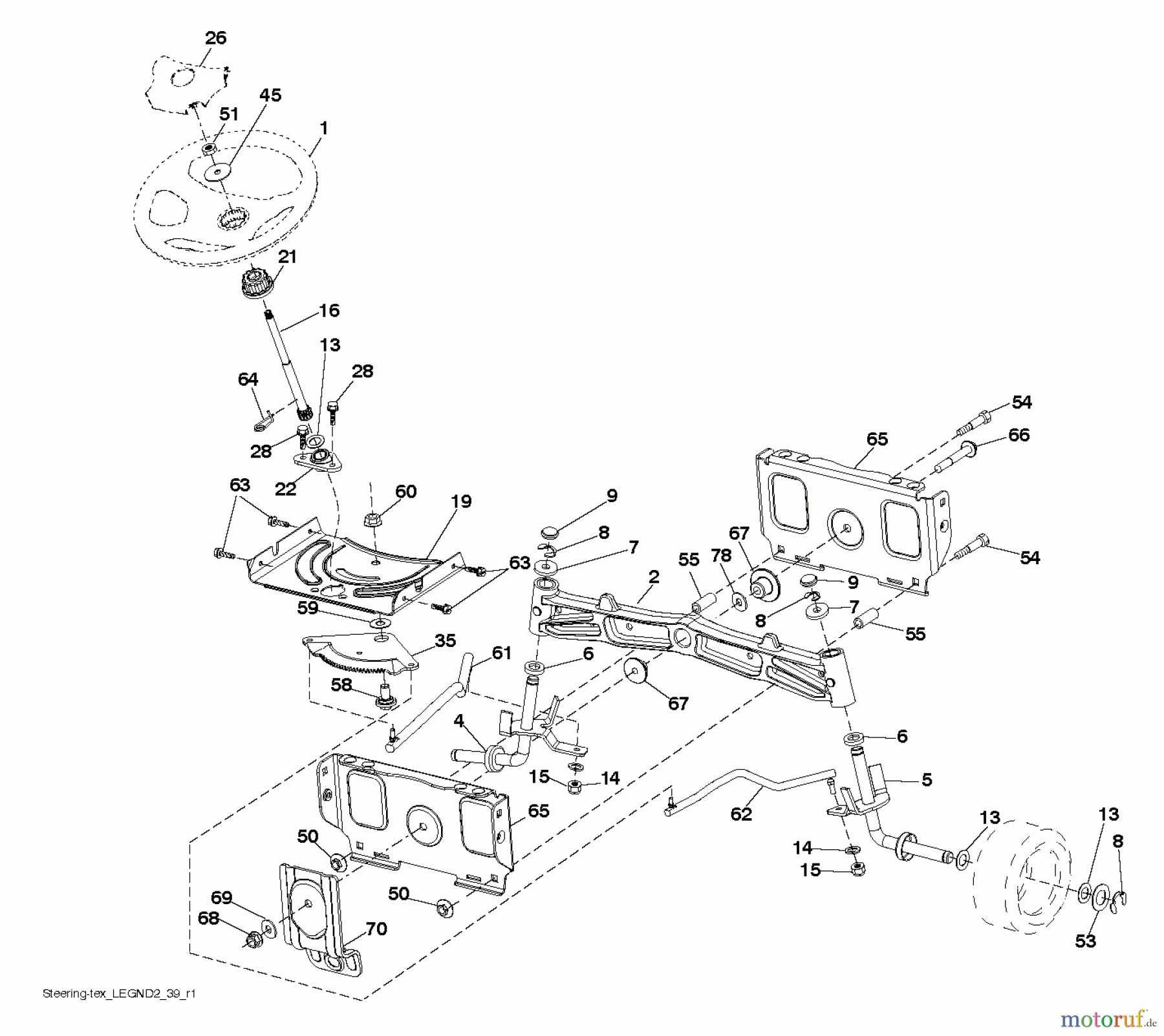 Husqvarna Rasen und Garten Traktoren GTH 24V52LS (96043013500) - Husqvarna Garden Tractor (2011-08 & After) STEERING