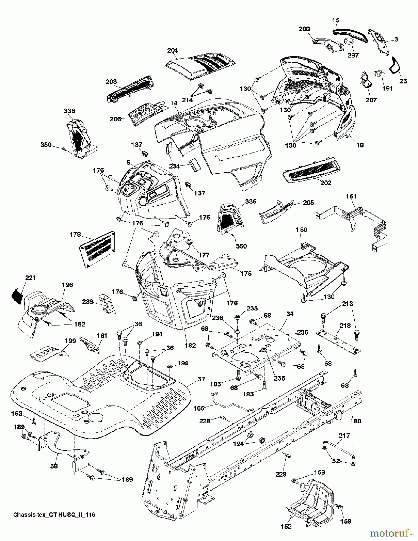 Husqvarna Rasen und Garten Traktoren GTH 26V54 (96048003500) - Husqvarna Garden Tractor (2012-02 & After) CHASSIS / FRAME