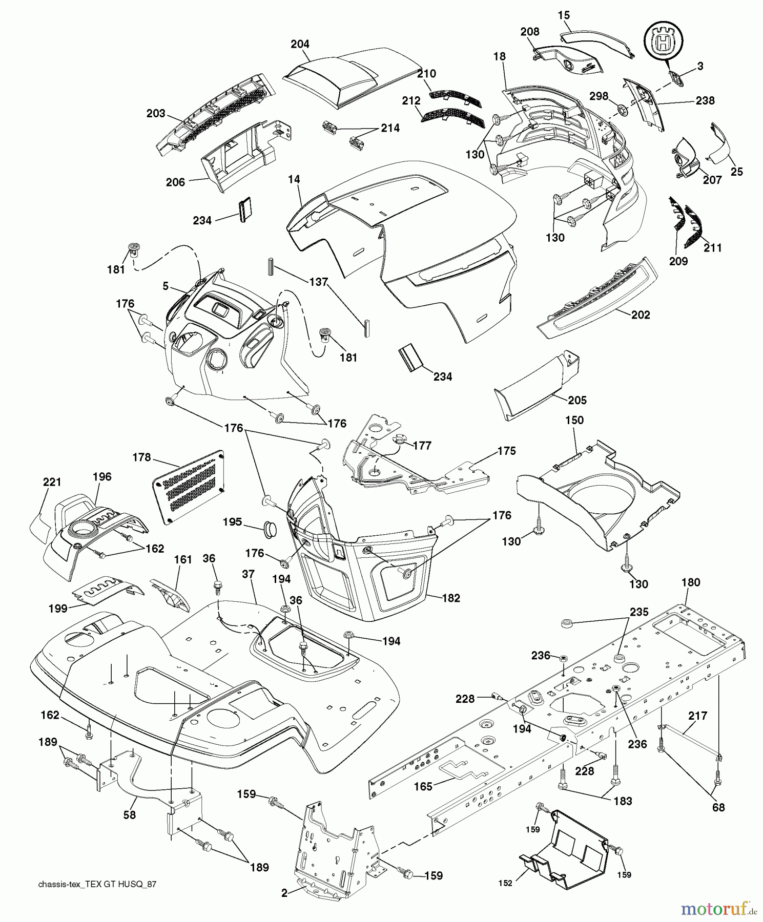 Husqvarna Rasen und Garten Traktoren GTH 2752TF (96041017500) - Husqvarna Garden Tractor (2010-05 & After) Chassis