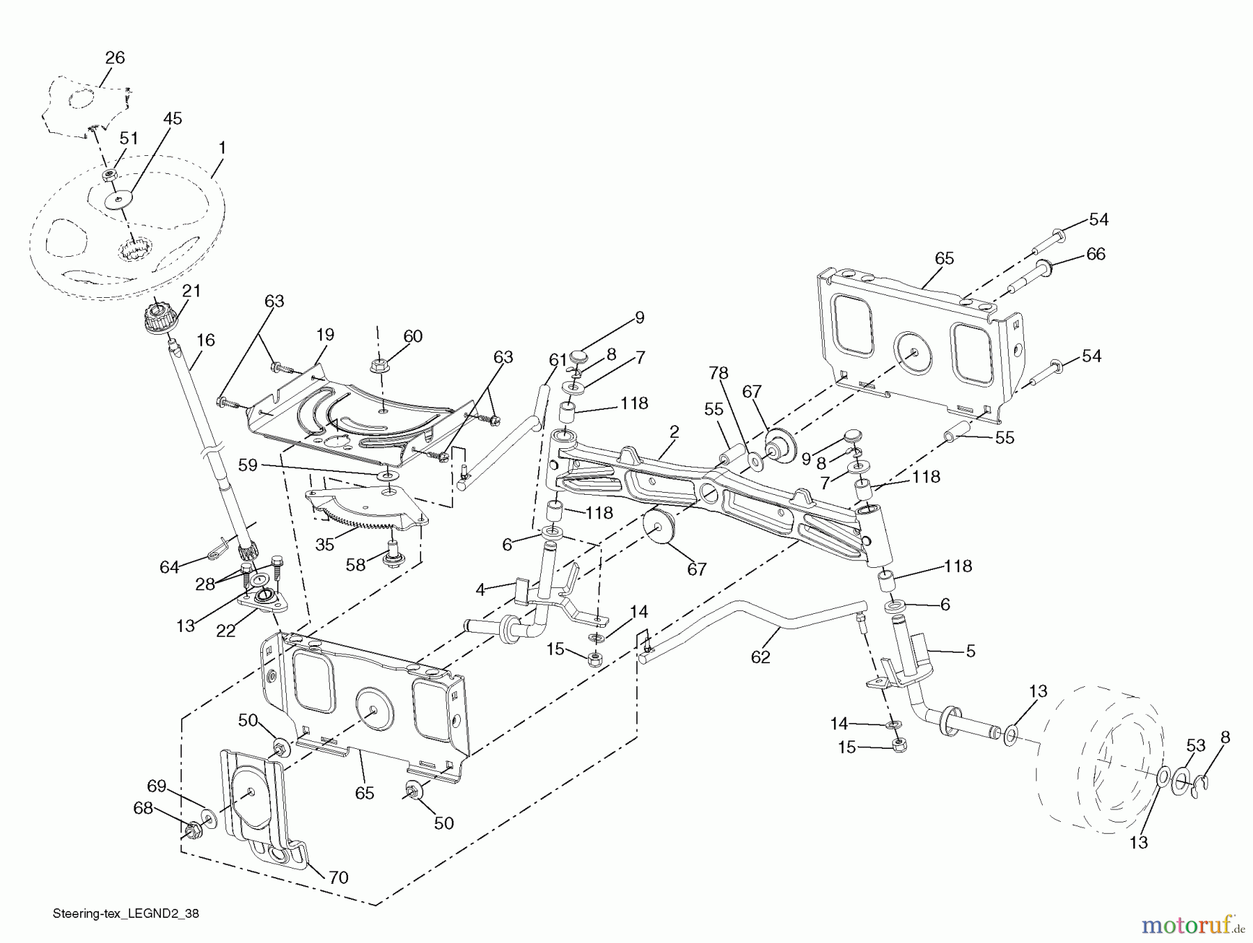 Husqvarna Rasen und Garten Traktoren GTH 2752TF (96041017500) - Husqvarna Garden Tractor (2010-05 & After) Steering Assembly