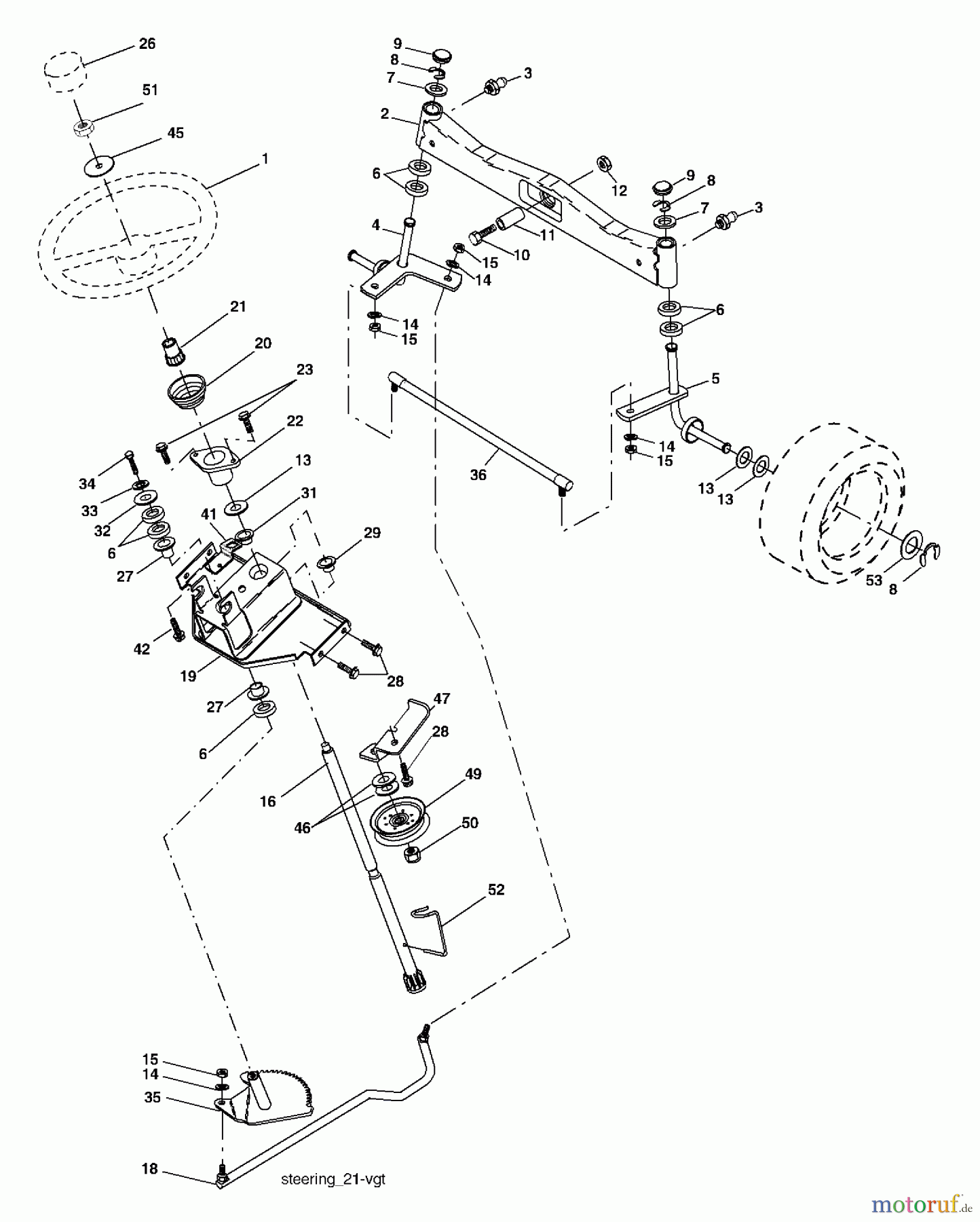 Husqvarna Rasen und Garten Traktoren GTH 2754 (96023000400) - Husqvarna Garden Tractor (2005-06 & After) Steering Assembly