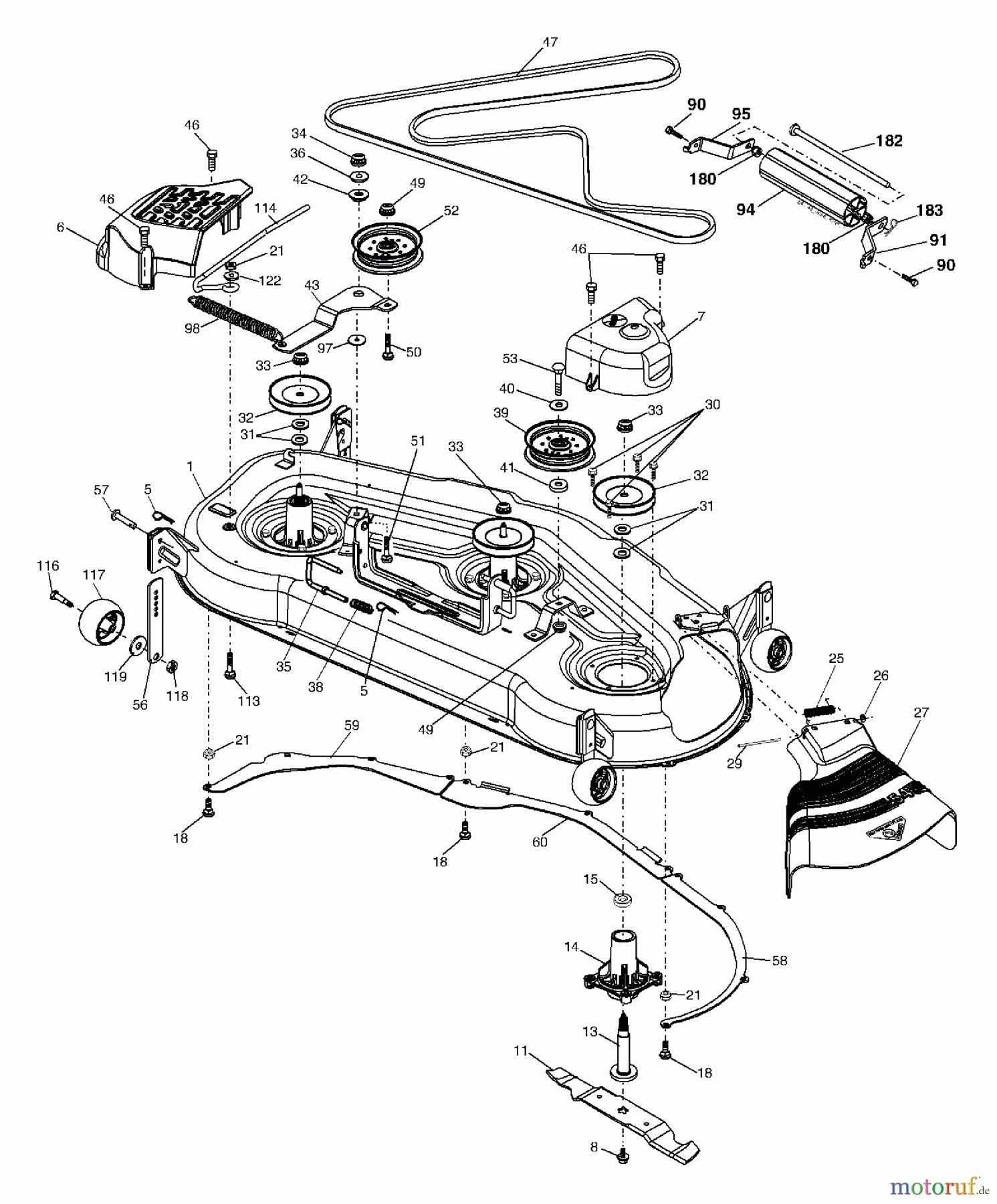 Husqvarna Rasen und Garten Traktoren GTH 2754 (96023000401) - Husqvarna Garden Tractor (2005-06 & After) Mower Deck