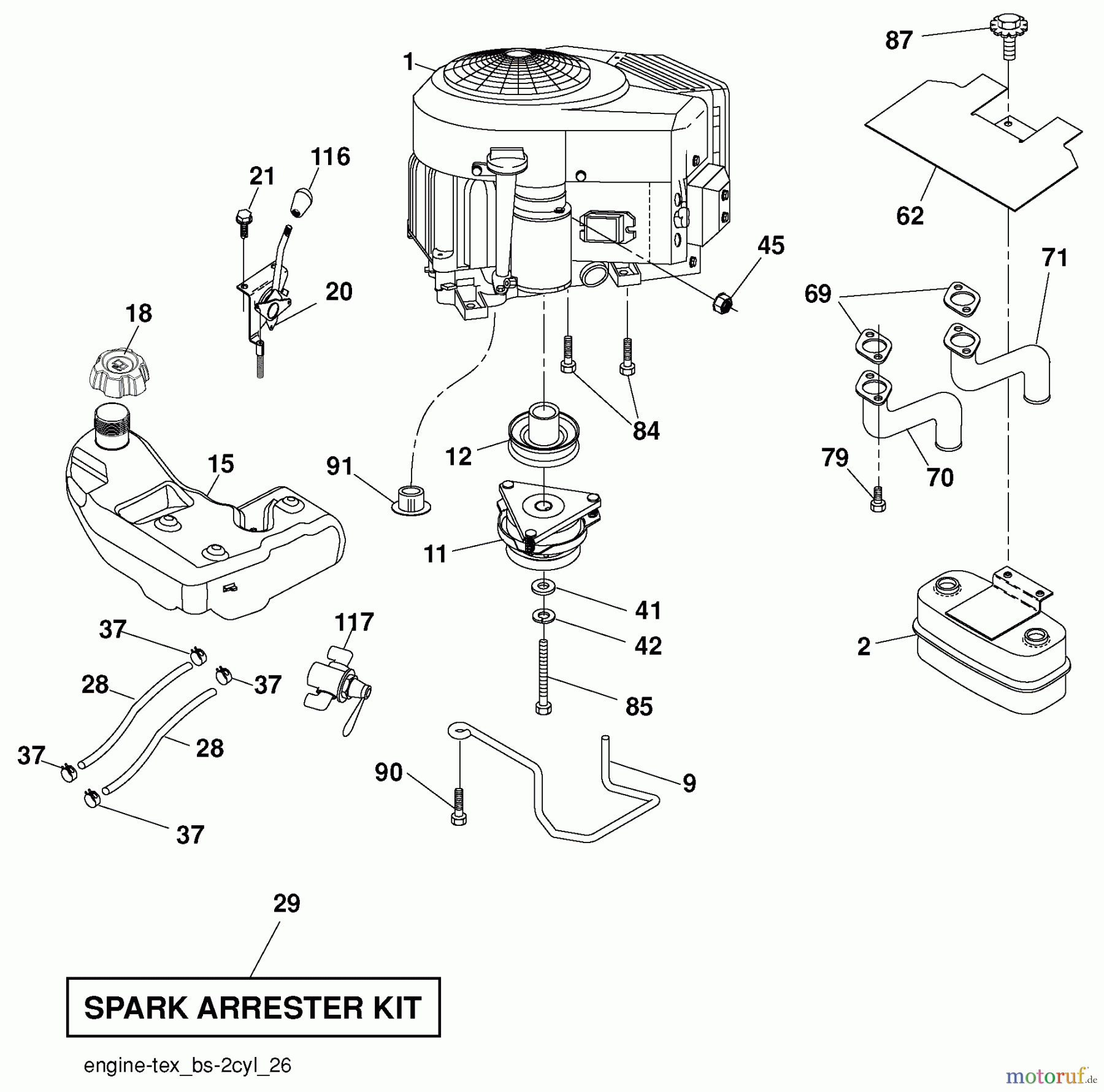 Husqvarna Rasen und Garten Traktoren GTH 27V52LS (96043009100) - Husqvarna Garden Tractor (2010-04 & After) Engine