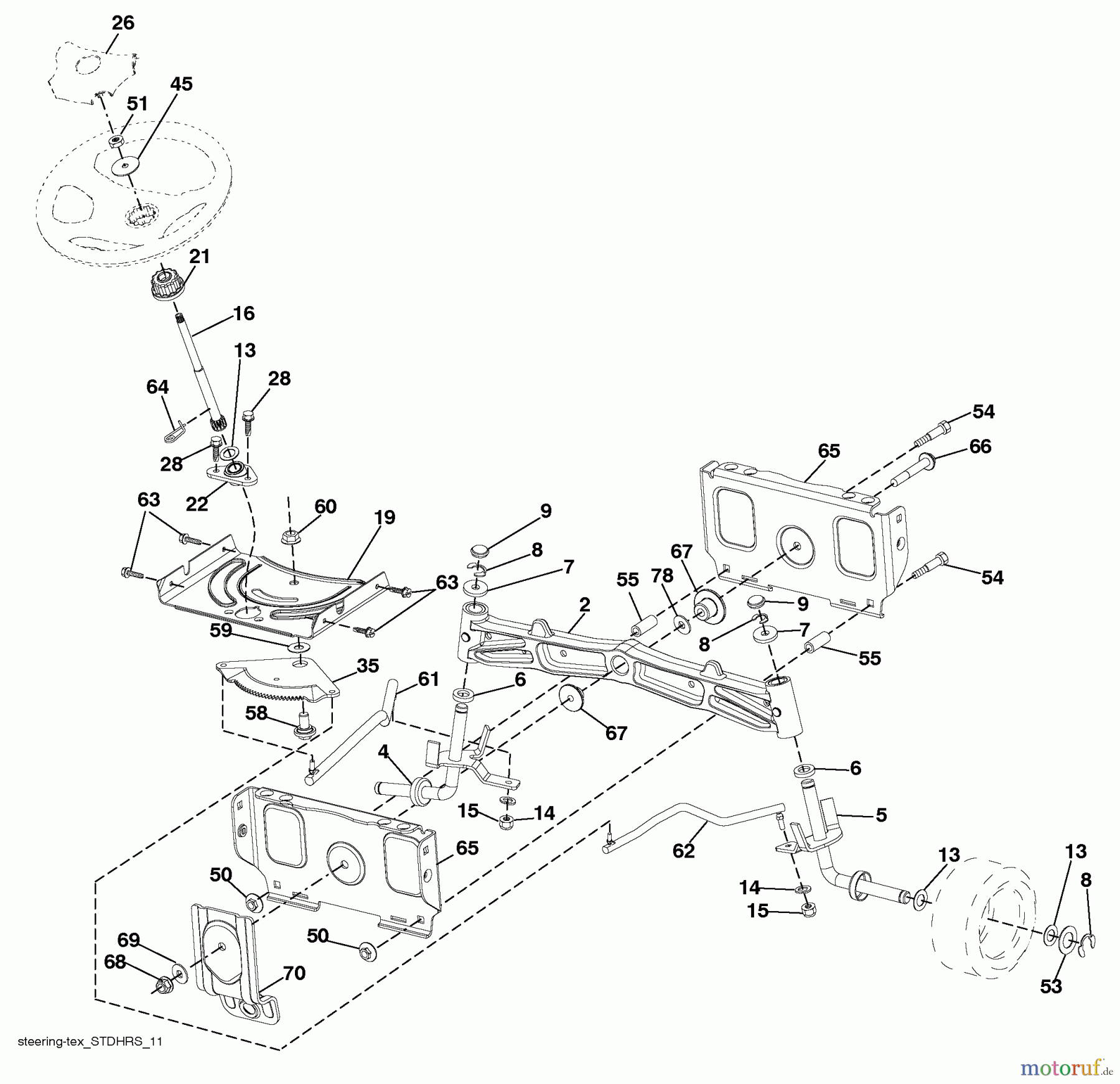 Husqvarna Rasen und Garten Traktoren GTH 27V52LS (96043009100) - Husqvarna Garden Tractor (2010-04 & After) Steering Assembly