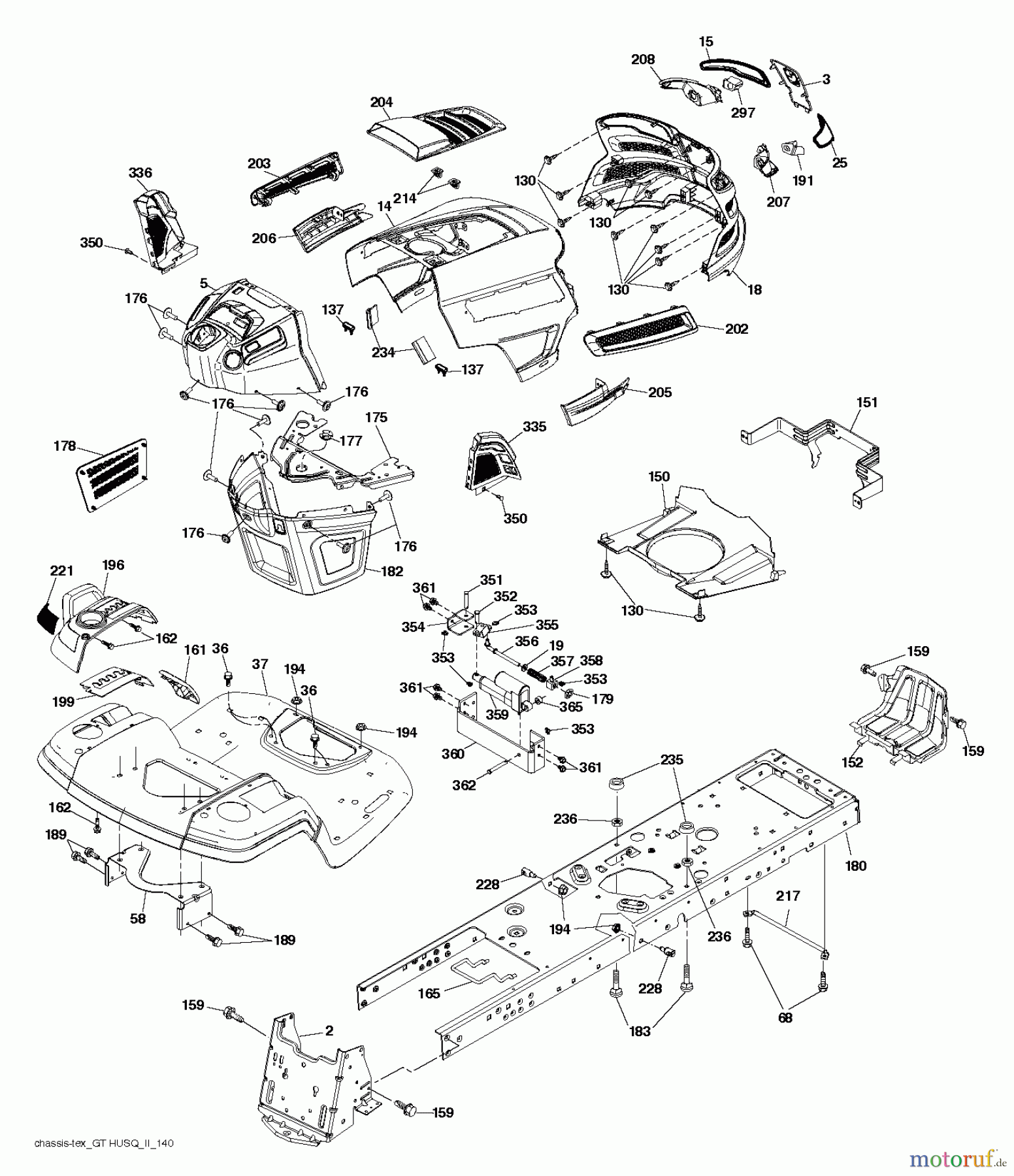 Husqvarna Rasen und Garten Traktoren GTH 3052TDF (96041028501) - Husqvarna Garden Tractor (2012-11 & After) CHASSIS ENCLOSURES