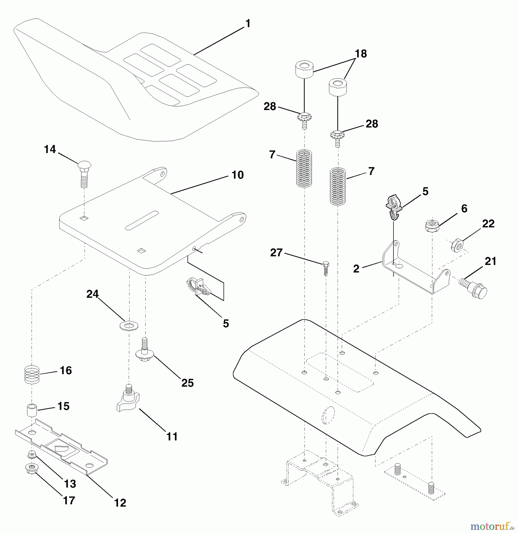 Husqvarna Rasen und Garten Traktoren GTVH 200 (954140016B) - Husqvarna Garden Tractor (1999-03 & After) Seat Assembly