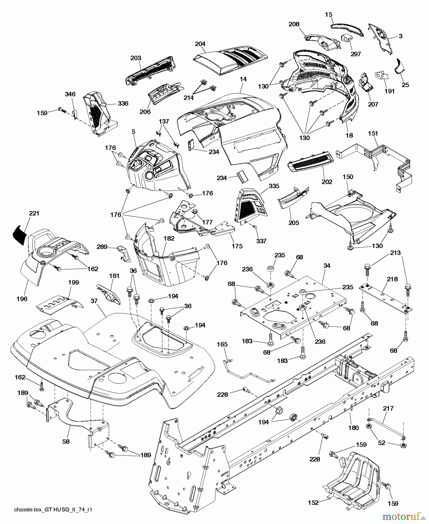 Husqvarna Rasen und Garten Traktoren LGT 24K54 (240471) - Husqvarna Lawn Tractor (2011-09 & After) CHASSIS / FRAME