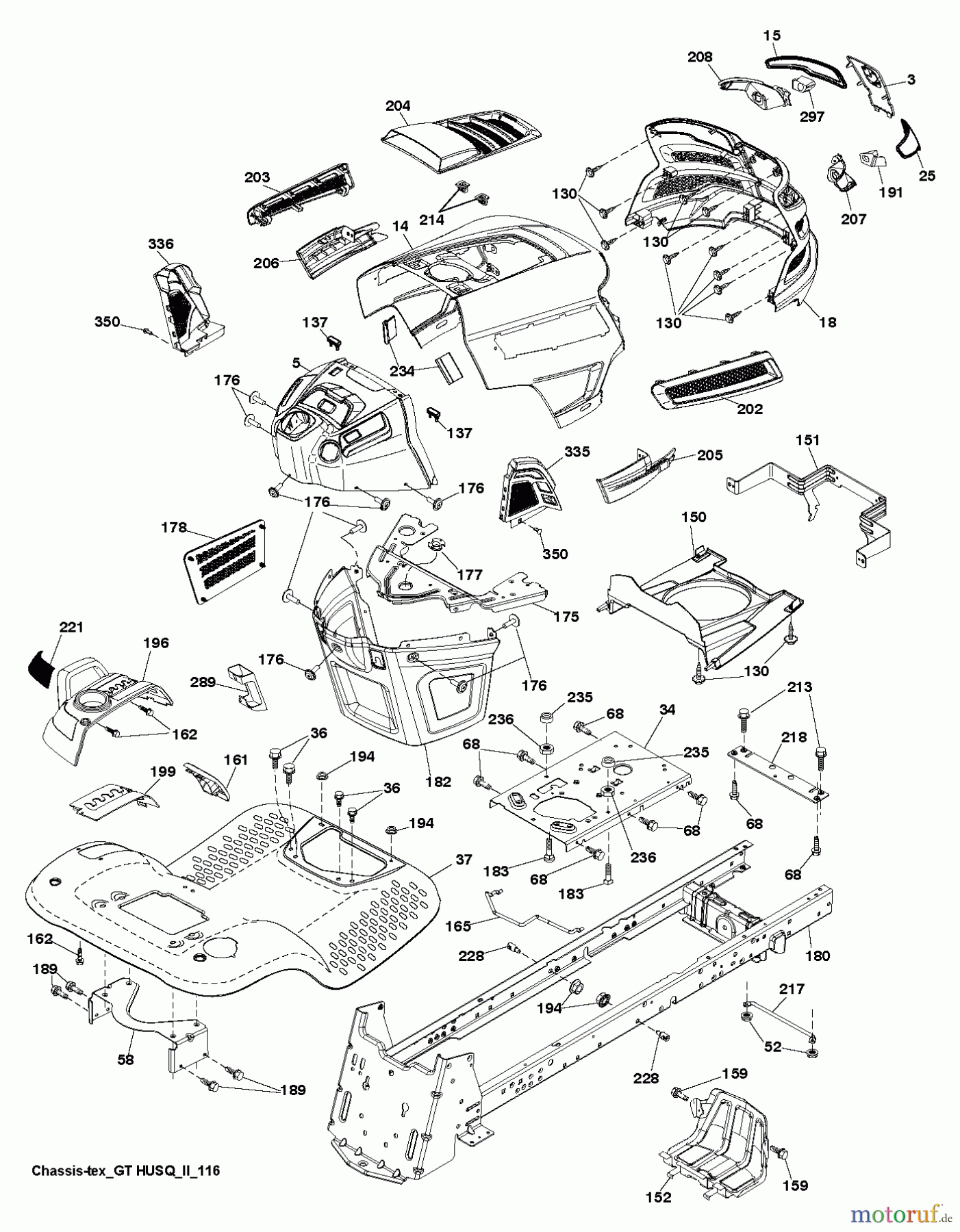 Husqvarna Rasen und Garten Traktoren LGT 24K54 (240472) - Husqvarna Lawn Tractor (2012-11 & After) CHASSIS ENCLOSURES