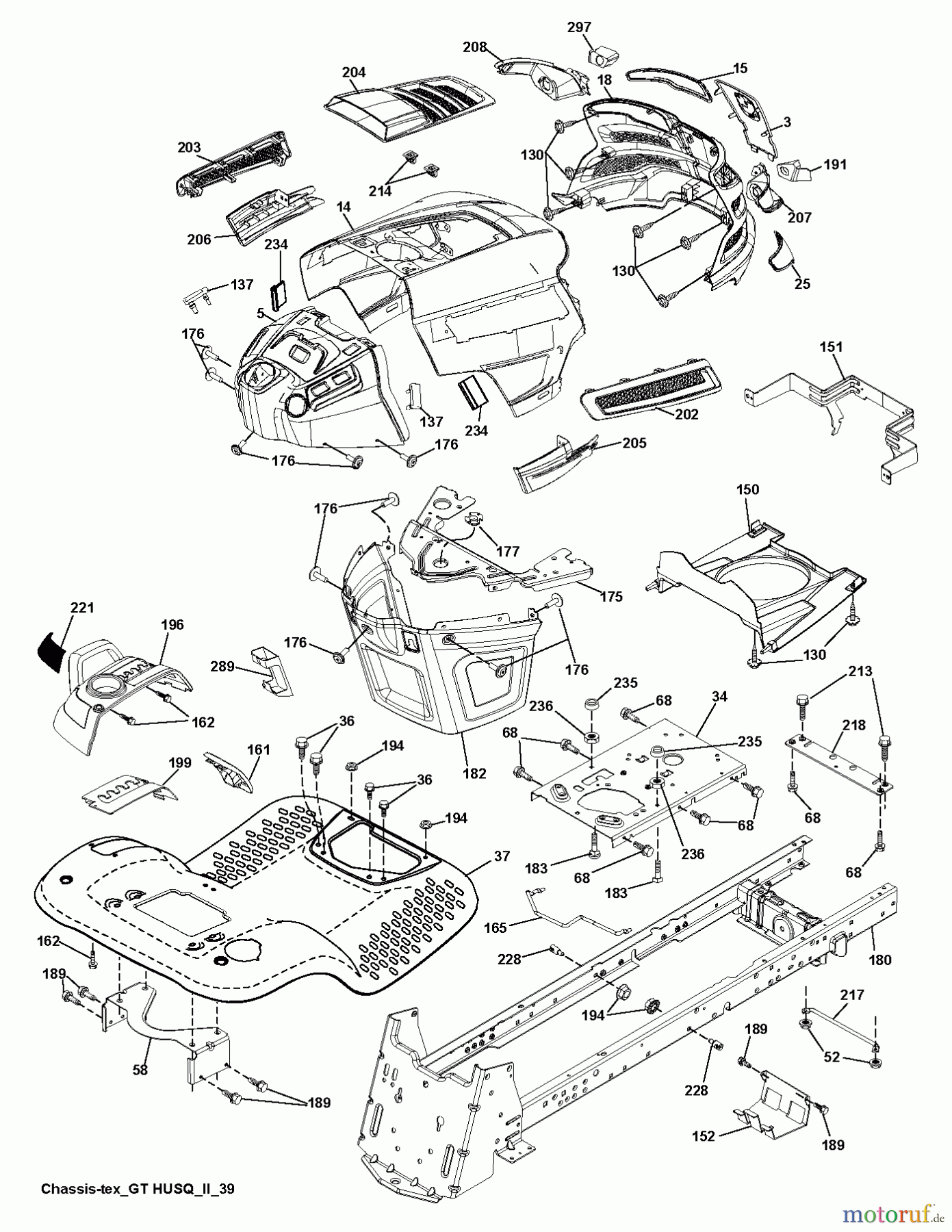 Husqvarna Rasen und Garten Traktoren LGT 24K54 (96043012701) - Husqvarna Lawn Tractor (2011-01 & After) CHASSIS / FRAME
