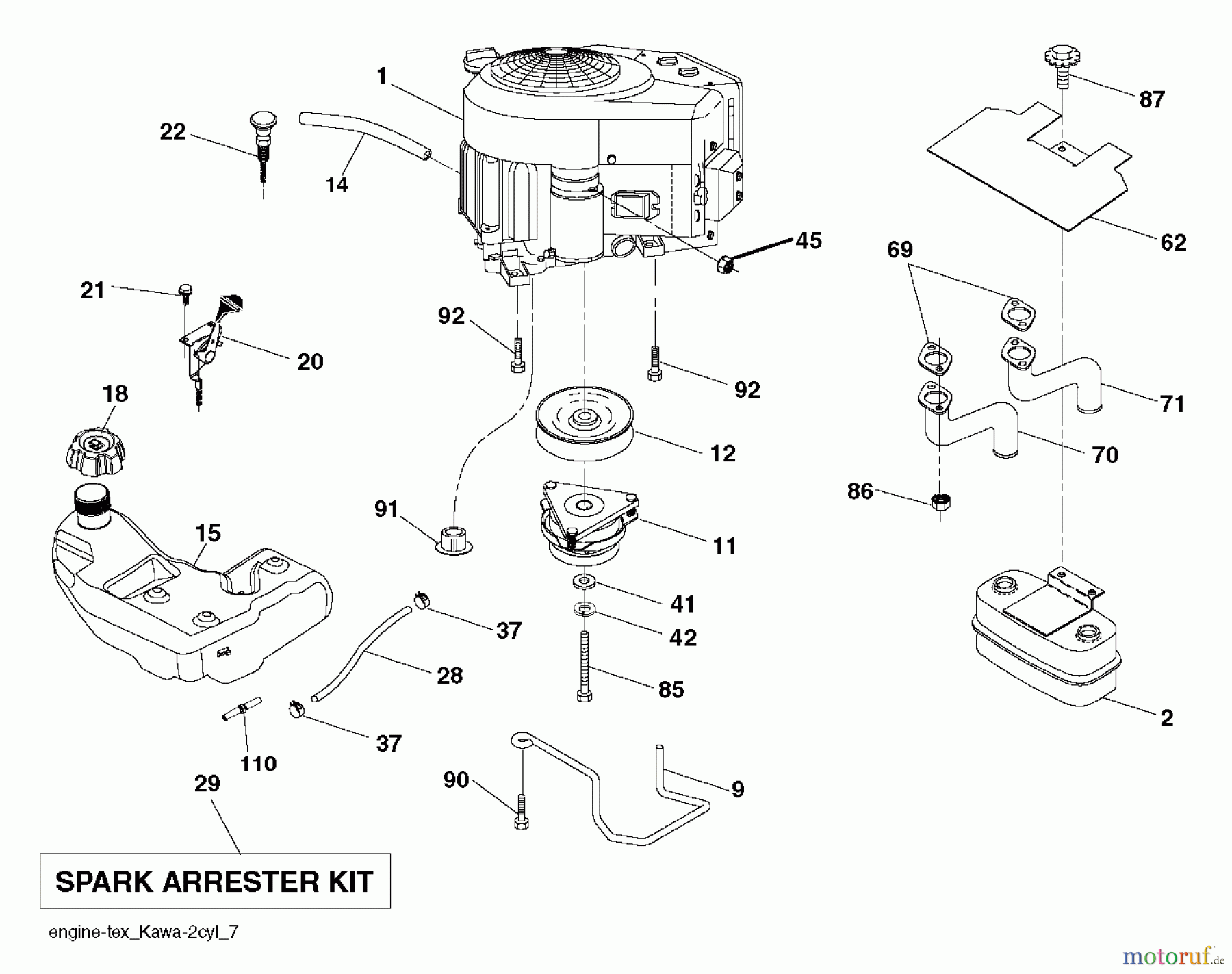 Husqvarna Rasen und Garten Traktoren LGT 24K54 (96043012702) - Husqvarna Lawn Tractor (2011-08 & After) ENGINE