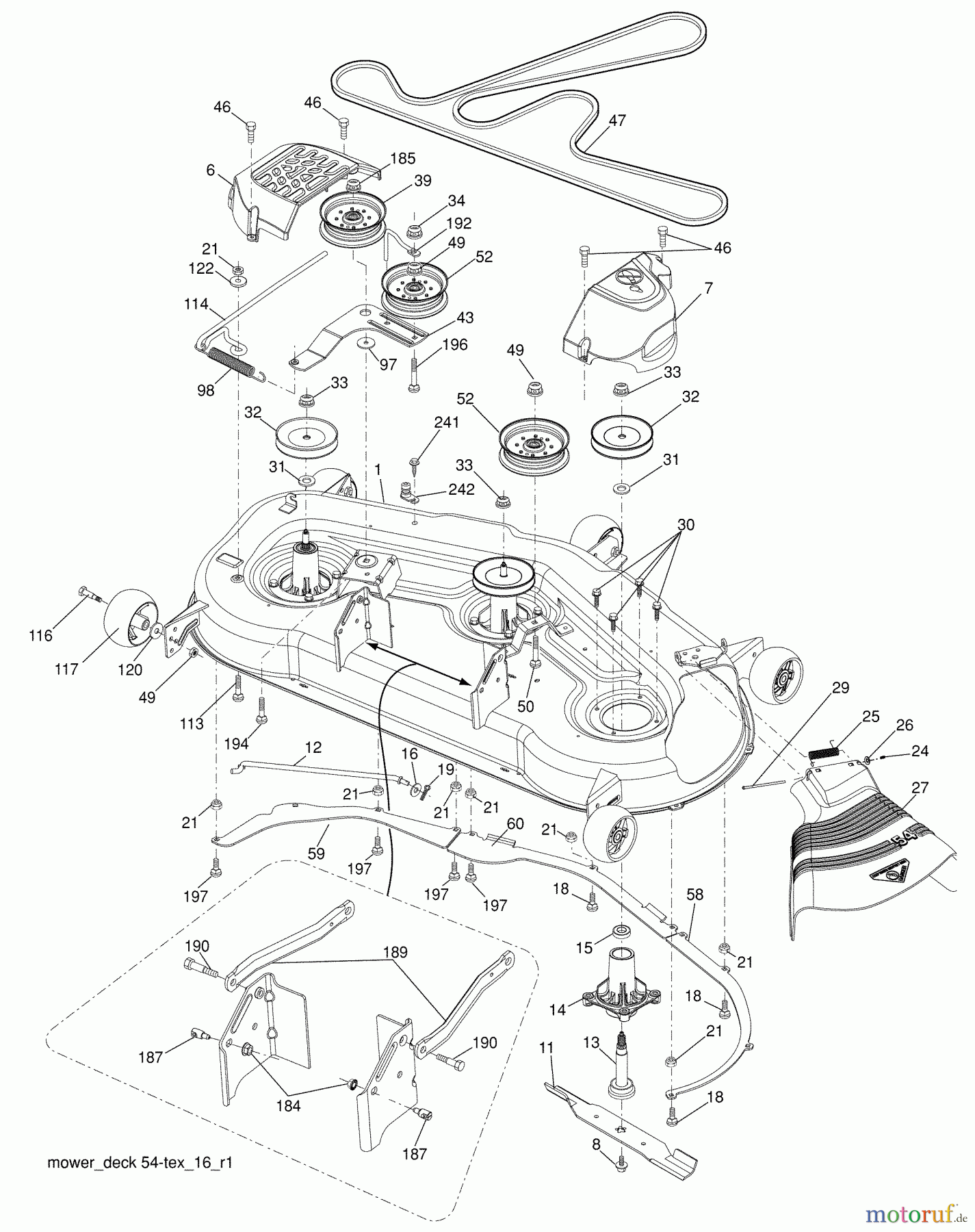 Husqvarna Rasen und Garten Traktoren LGT 2554 (96043006100) - Husqvarna Lawn Tractor (2009-04 & After) Mower Deck