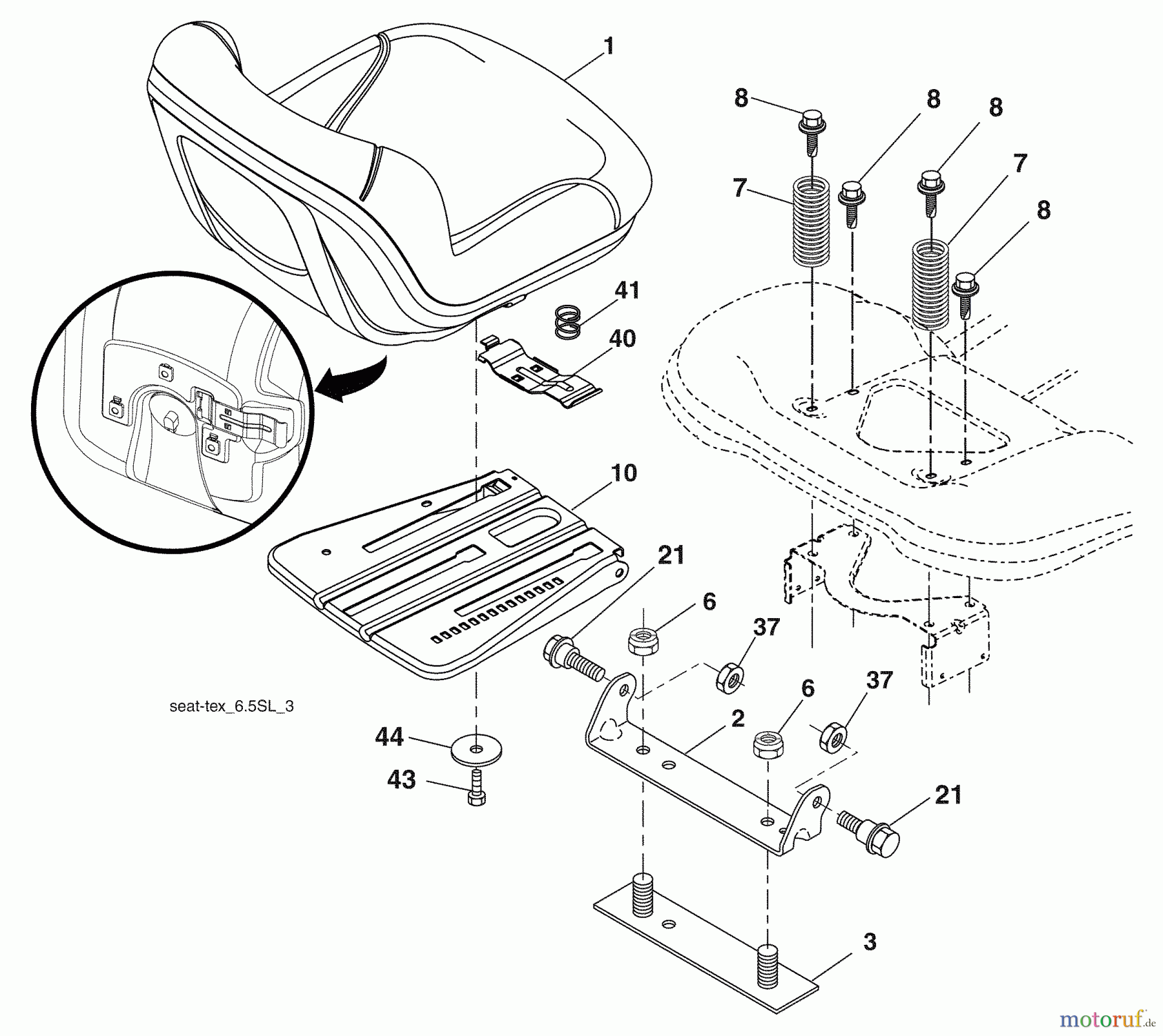 Husqvarna Rasen und Garten Traktoren LGT 2554 (96043006101) - Husqvarna Lawn Tractor (2009-09 & After) Seat Assembly