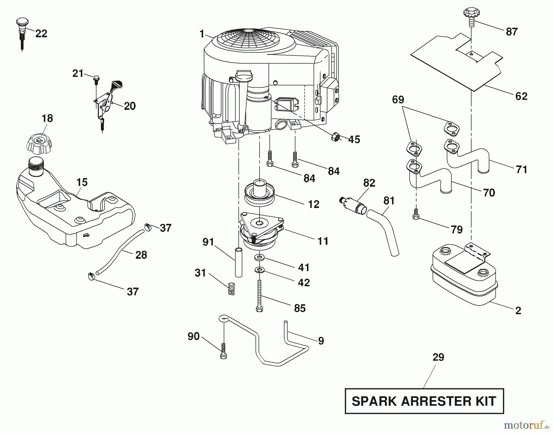 Husqvarna Rasen und Garten Traktoren LGT 2654 (96043003600) - Husqvarna Lawn Tractor (2007-05 & After) Engine