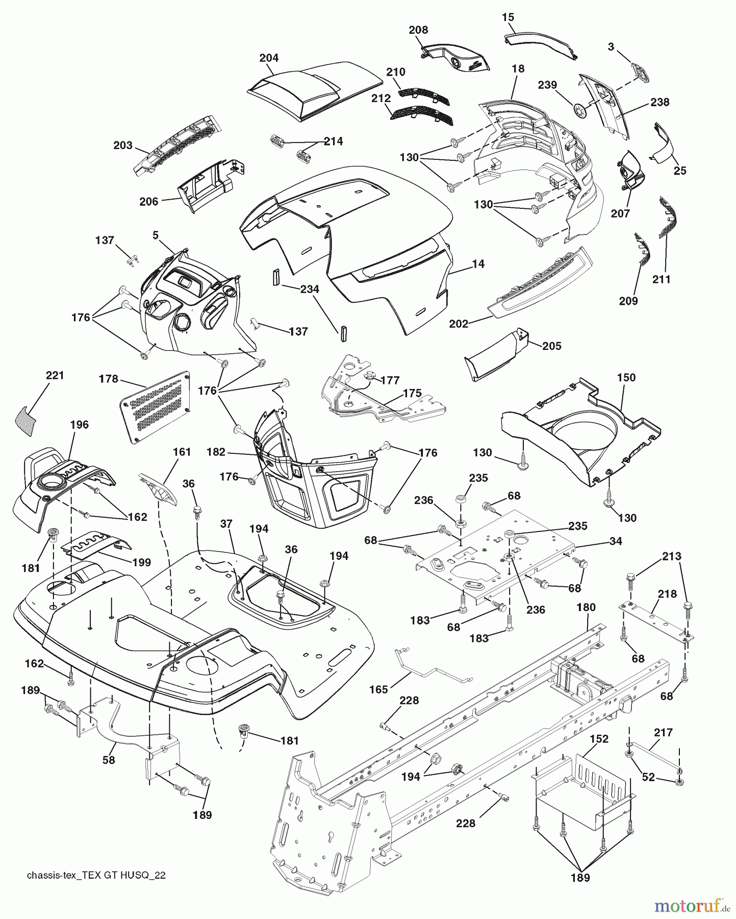 Husqvarna Rasen und Garten Traktoren LGT 2654 (96043003601) - Husqvarna Lawn Tractor (2008-01 & After) Chassis