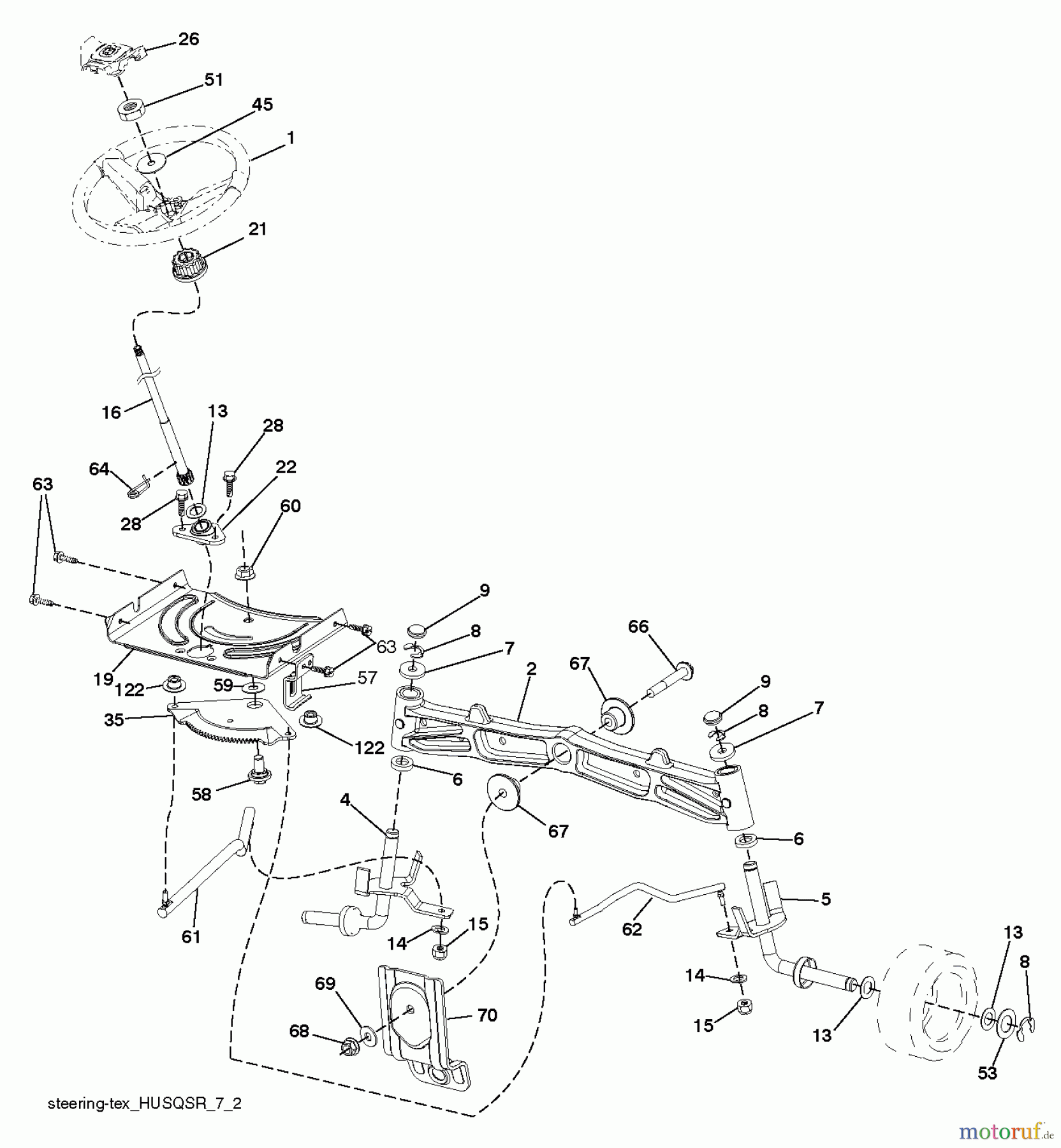 Husqvarna Rasen und Garten Traktoren LGT 2654 (96043014800) - Husqvarna Lawn Tractor (2012-10 & After) STEERING