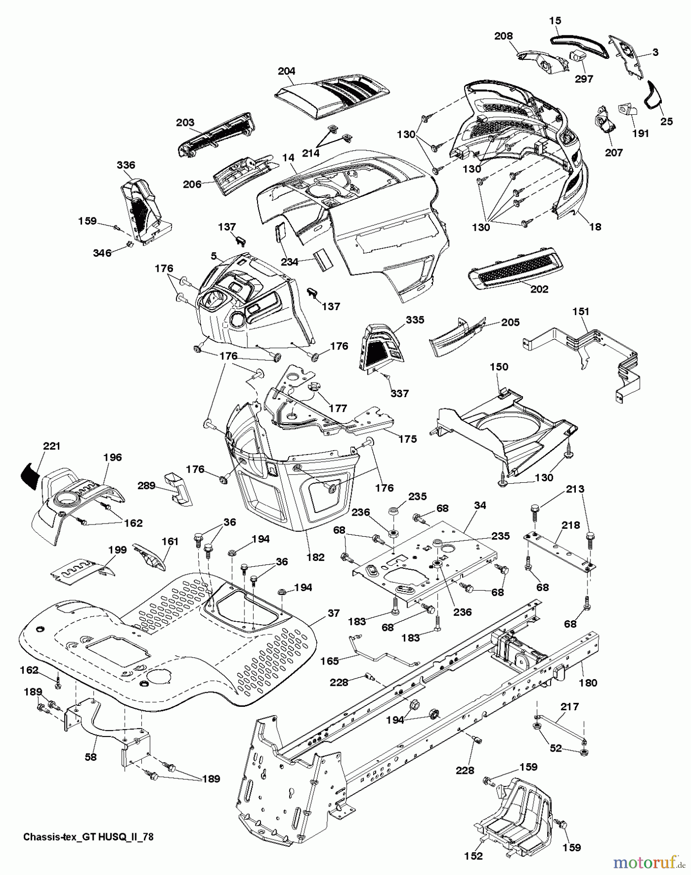Husqvarna Rasen und Garten Traktoren LGT 2654 (96045003700) - Husqvarna Lawn Tractor (2011-09 & After) CHASSIS ENCLOSURES