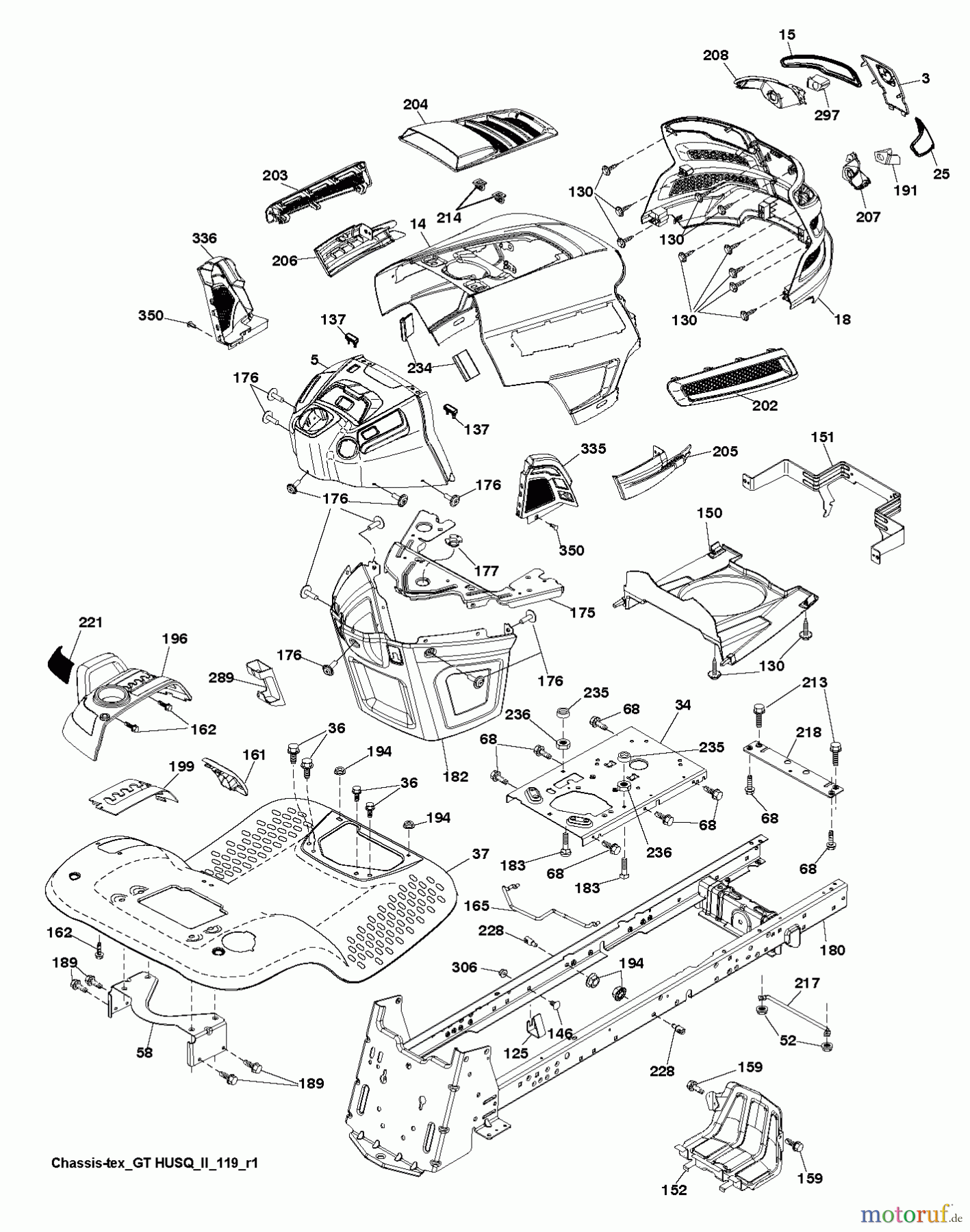 Husqvarna Rasen und Garten Traktoren LGT 2654 (96045005000) - Husqvarna Lawn Tractor (2013-09) CHASSIS ENCLOSURES