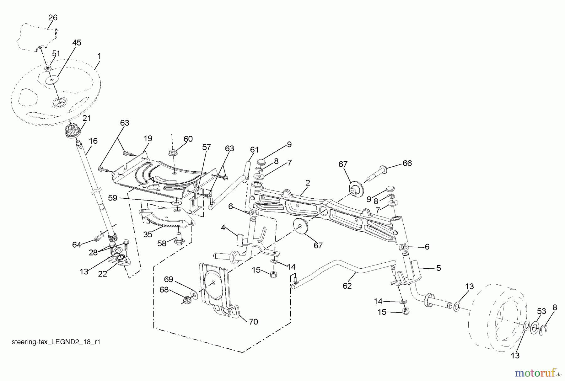 Husqvarna Rasen und Garten Traktoren LGTH 2454 (96043010700) - Husqvarna Lawn Tractor (2010-05 & After) Steering Assembly