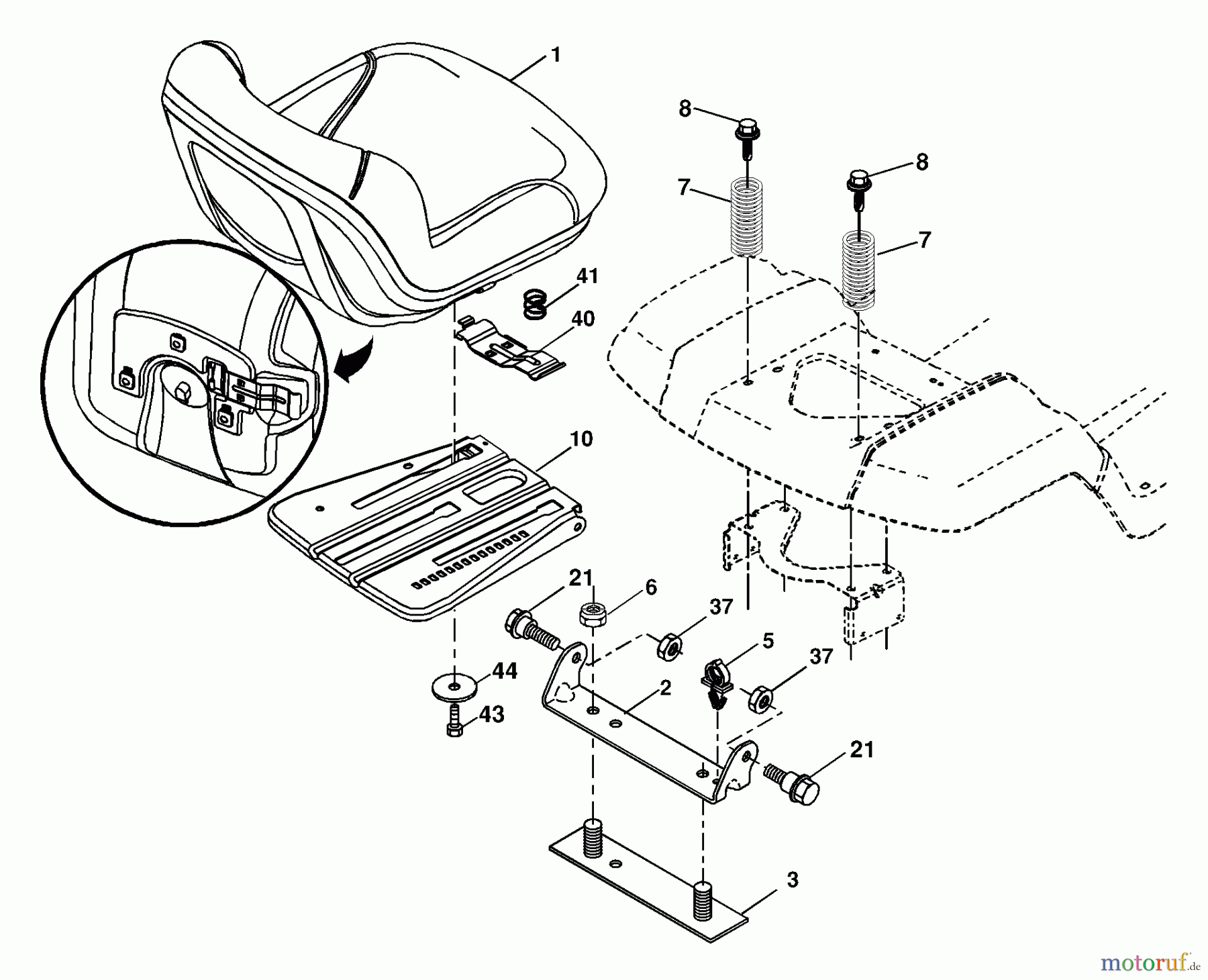  Husqvarna Rasen und Garten Traktoren LOYTH 20F42T (96045000201) - Husqvarna Lawn Tractor (2006-02 & After) Seat Assembly