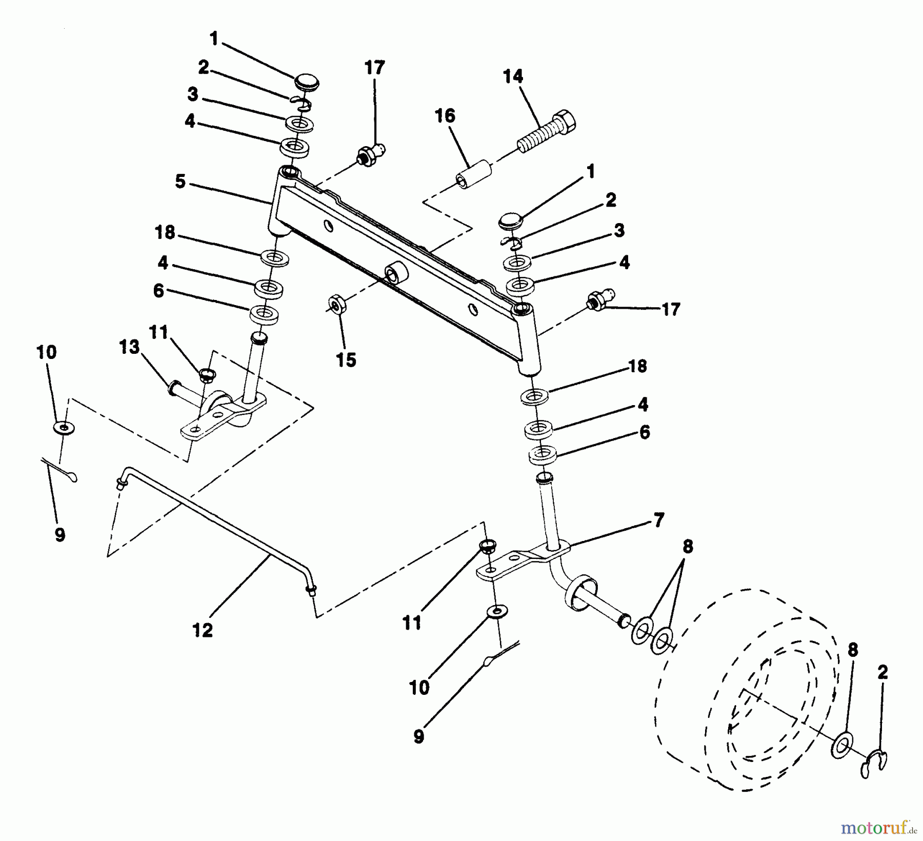 Husqvarna Rasen und Garten Traktoren LR 12 (954000762) (HC12R38A) - Husqvarna Lawn Tractor (1994-01 & After) Front Axle