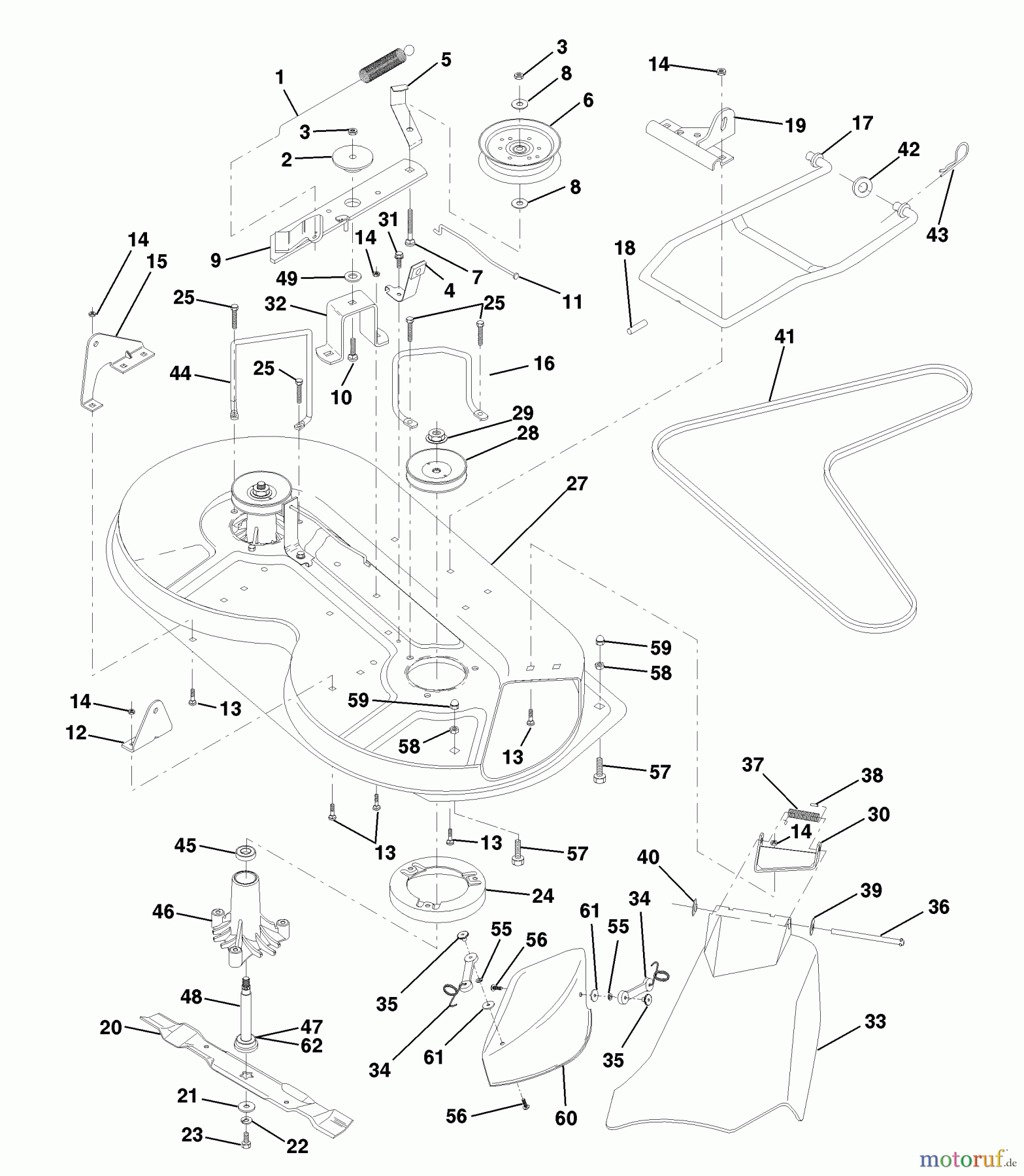 Husqvarna Rasen und Garten Traktoren LR 121 (954140001B) - Husqvarna Lawn Tractor (1997-12 & After) Mower Deck