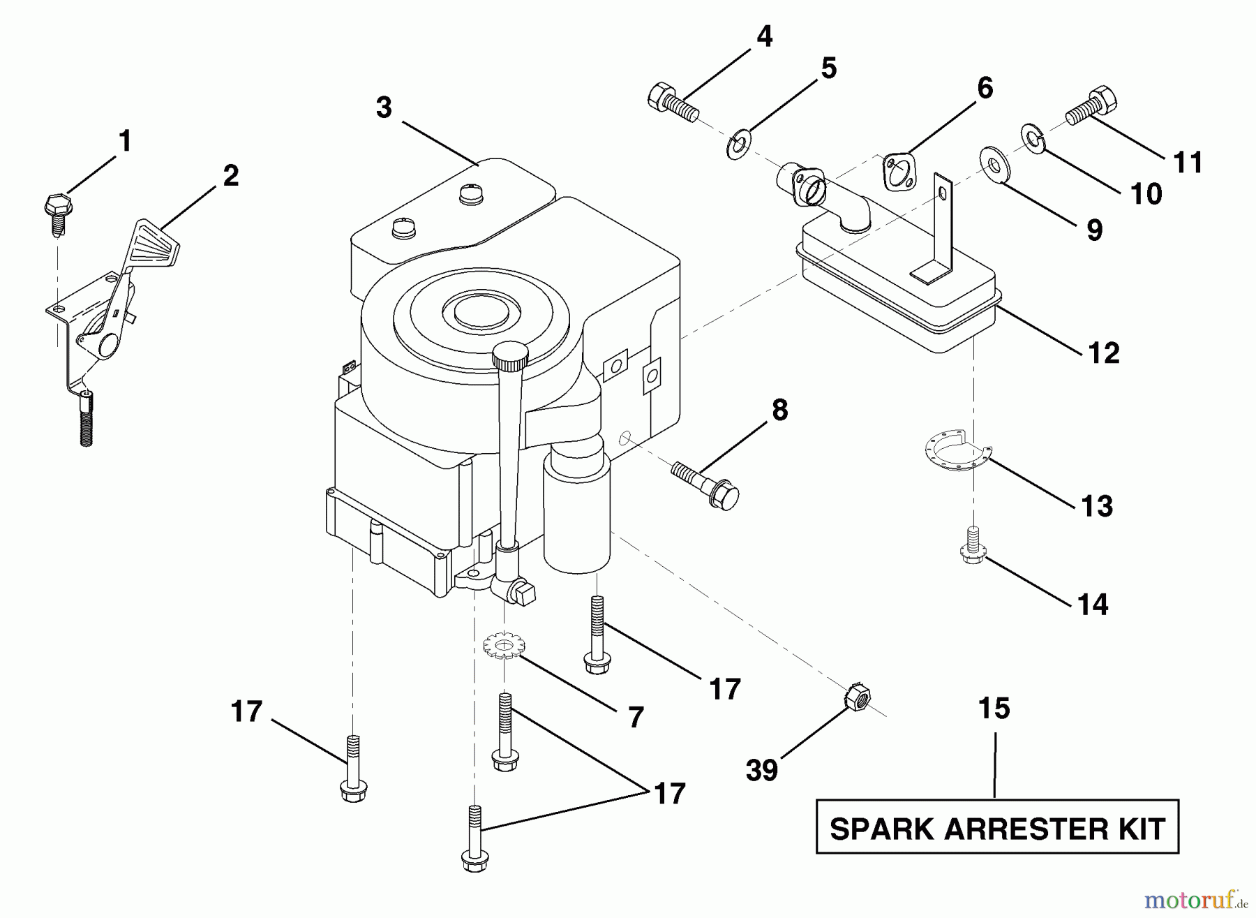 Husqvarna Rasen und Garten Traktoren LR 121 (954140001B) - Husqvarna Lawn Tractor (1998-02 & After) Engine