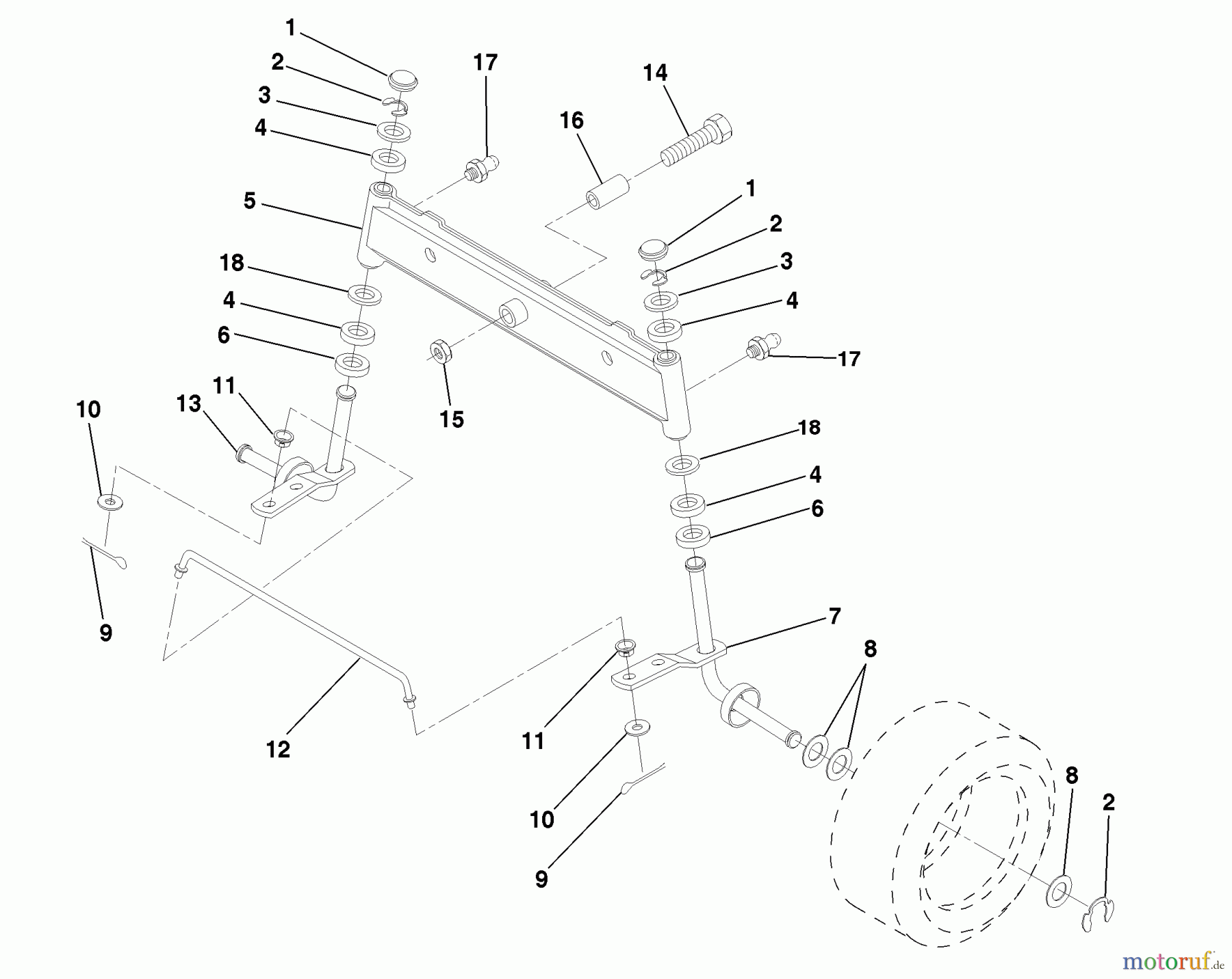 Husqvarna Rasen und Garten Traktoren LR 121 (954140001B) - Husqvarna Lawn Tractor (1998-02 & After) Front Axle