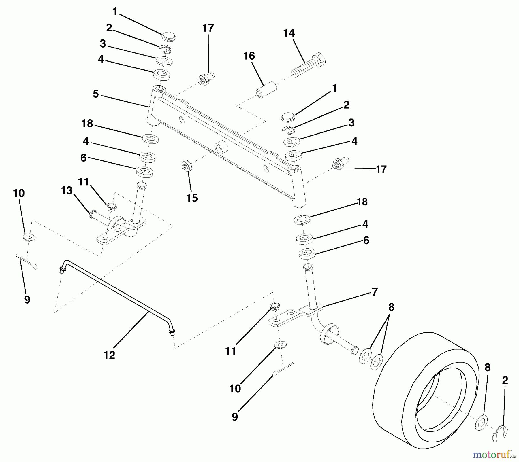 Husqvarna Rasen und Garten Traktoren LR 122 (954140014B) - Husqvarna Lawn Tractor (1999-03 & After) Front Axle
