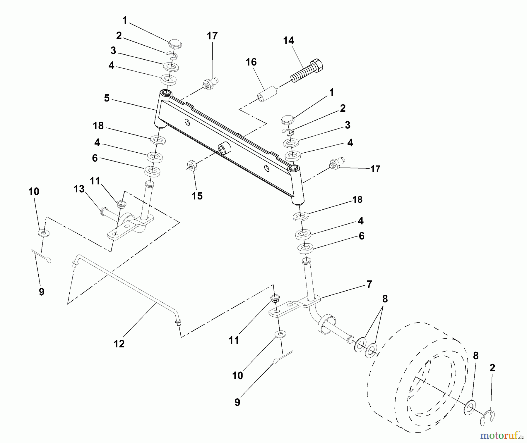 Husqvarna Rasen und Garten Traktoren LR 122 (954140105B) - Husqvarna Lawn Tractor (2000-01 & After) Front Axle