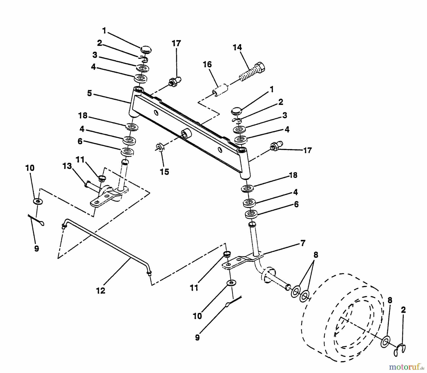 Husqvarna Rasen und Garten Traktoren LRH 125 (954000622) (HN125HR38B) - Husqvarna Lawn Tractor (1994-01 & After) Front Axle