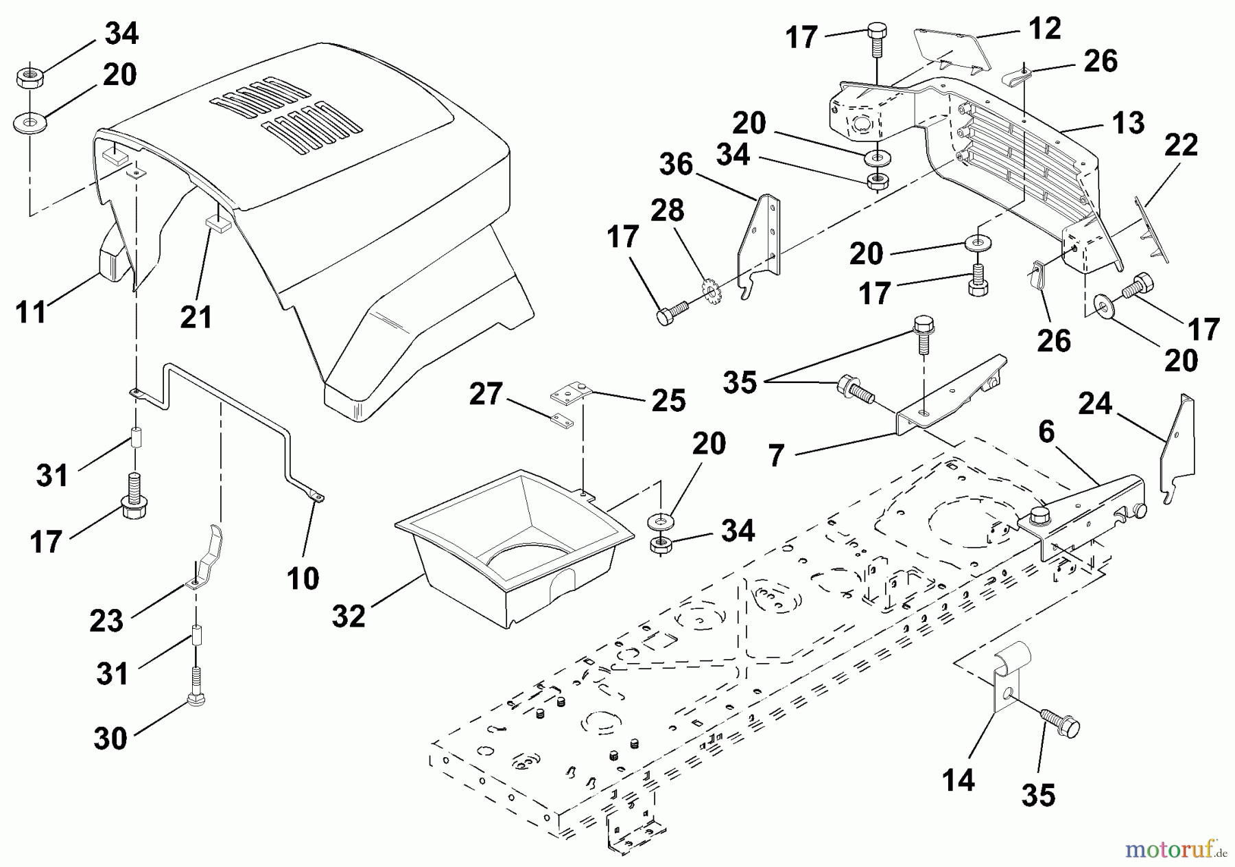 Husqvarna Rasen und Garten Traktoren LRH 125 (954001222C) - Husqvarna Lawn Tractor (1995-03 & After) Hood