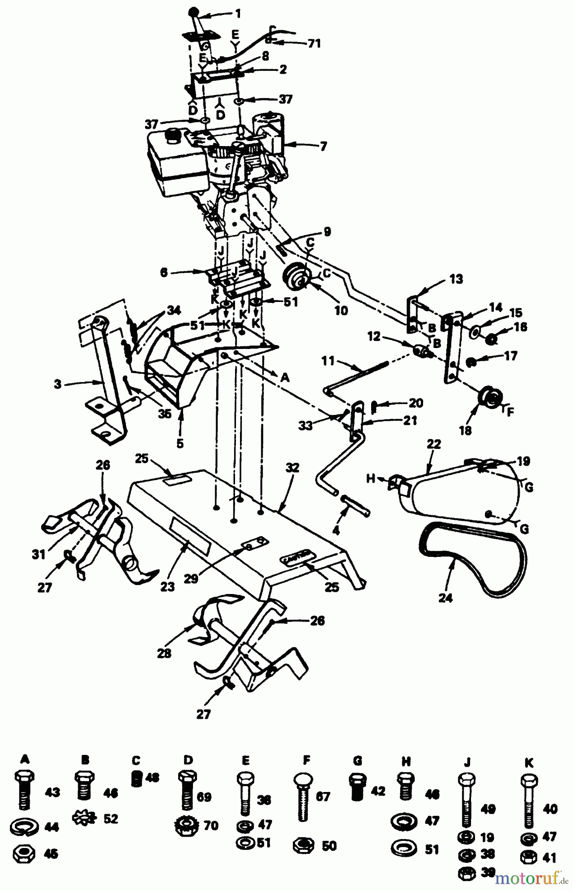 Husqvarna Zubehör, Rasenmäher / Mäher TS 200ER - Husqvarna TS 20 Tiller Attachment (1992-04 to 2003-03) Engine And Tines